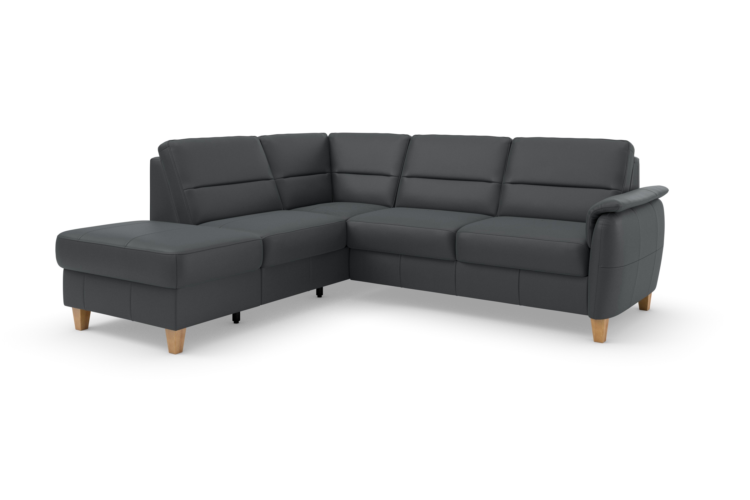 Ecksofa HOME AFFAIRE "Palmera L-Form, B: 236 cm", schwarz, B:236cm H:89cm T:212cm, Luxus-Microfaser (100% Polyester);Struktur (100% Polyester);Luxus-Microfaser in Lederoptik (100% Polyester), Sofas, Ecksofa, optional Bettfunktion & Bettkasten, Federkern 6
