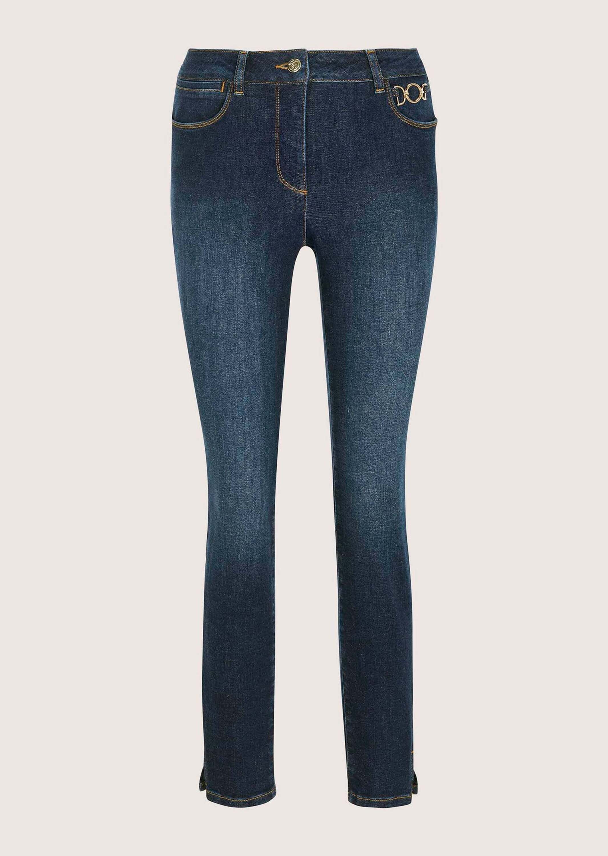 MADELEINE Regular-fit-Jeans "Jeans Slim-Fit Jeans mit Kettendetail" Kettendetail