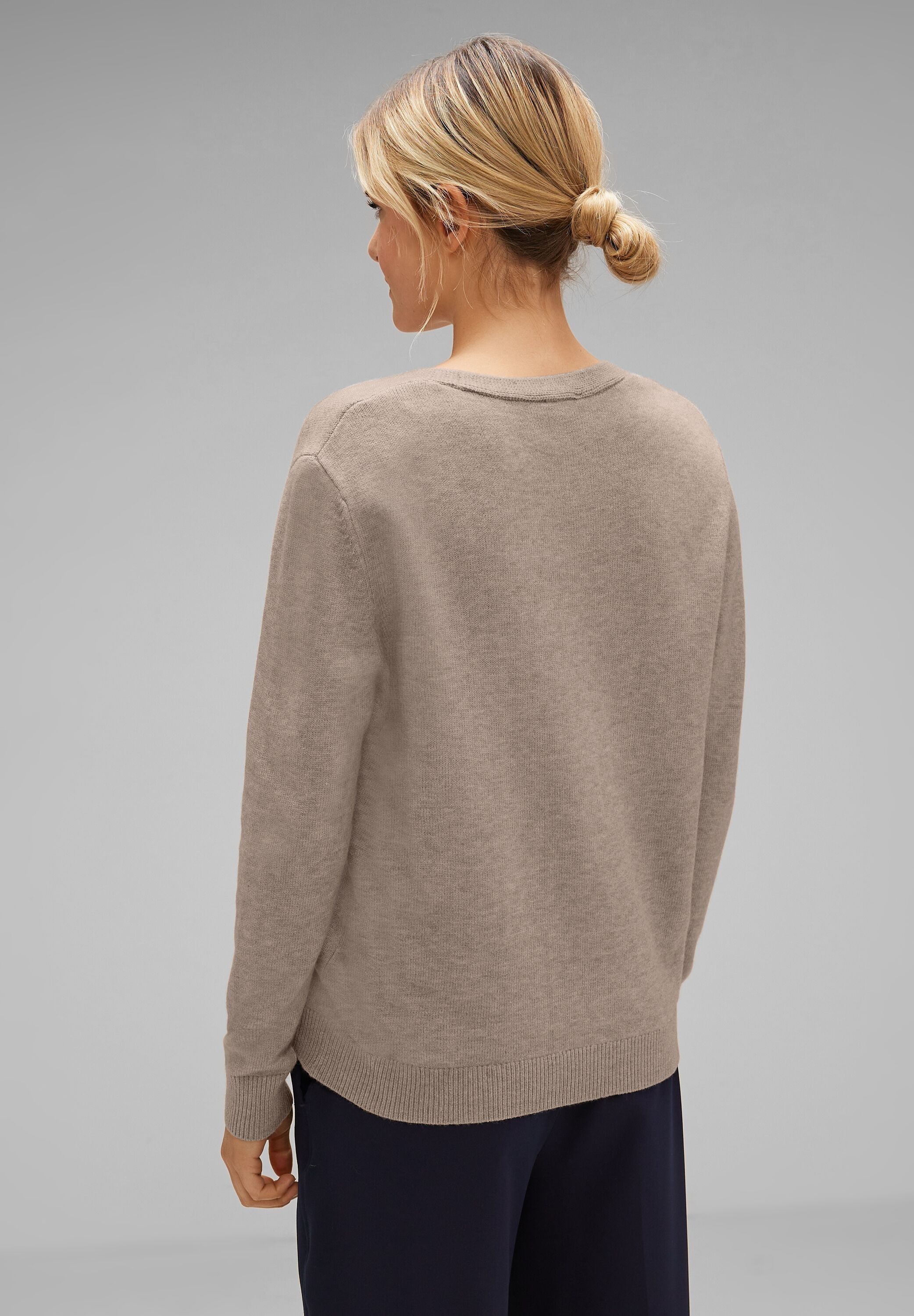 STREET ONE V-Ausschnitt-Pullover, in Melange Optik