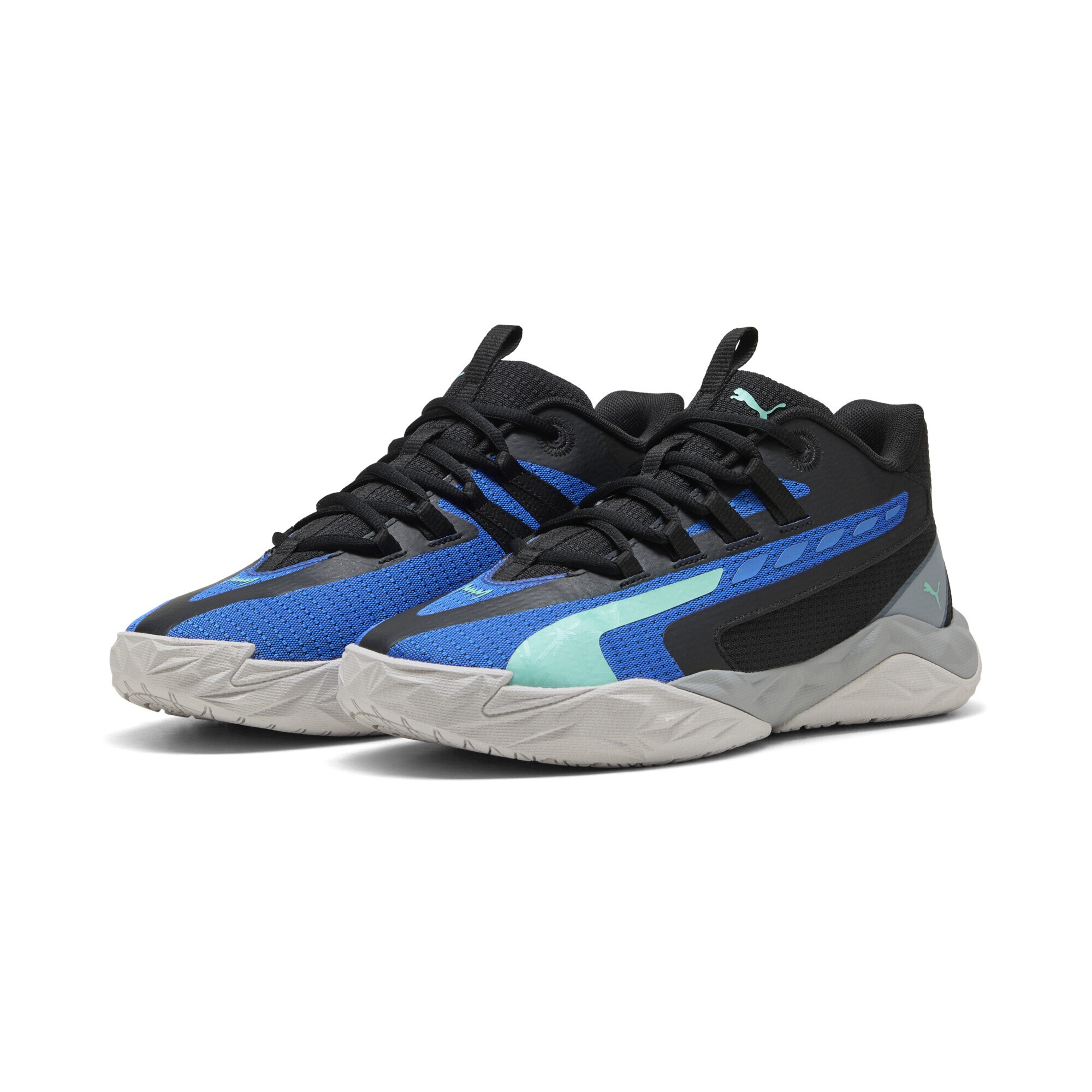 PUMA Basketballschuh "Dagger 2 Mid Basketballschuhe Erwachsene", Gr. 41schwarz blaumazing aquatic blau grün, Obermaterial: Synthetik, Textil; Futter: