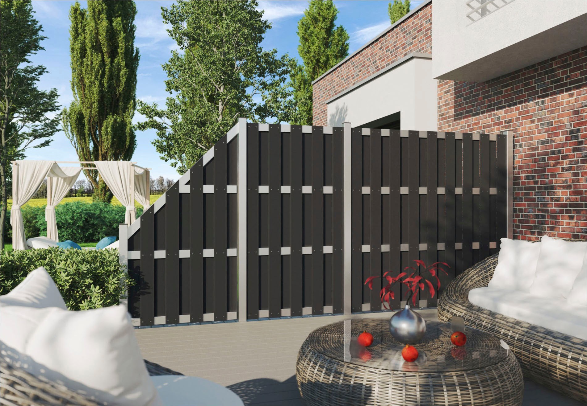 Tetzner & Jentzsch Sichtschutzelement »EL PASO WPC« 5,74 m Gesamtlänge, 190 cm Höhe, inkl. Pfosten und Befestigung