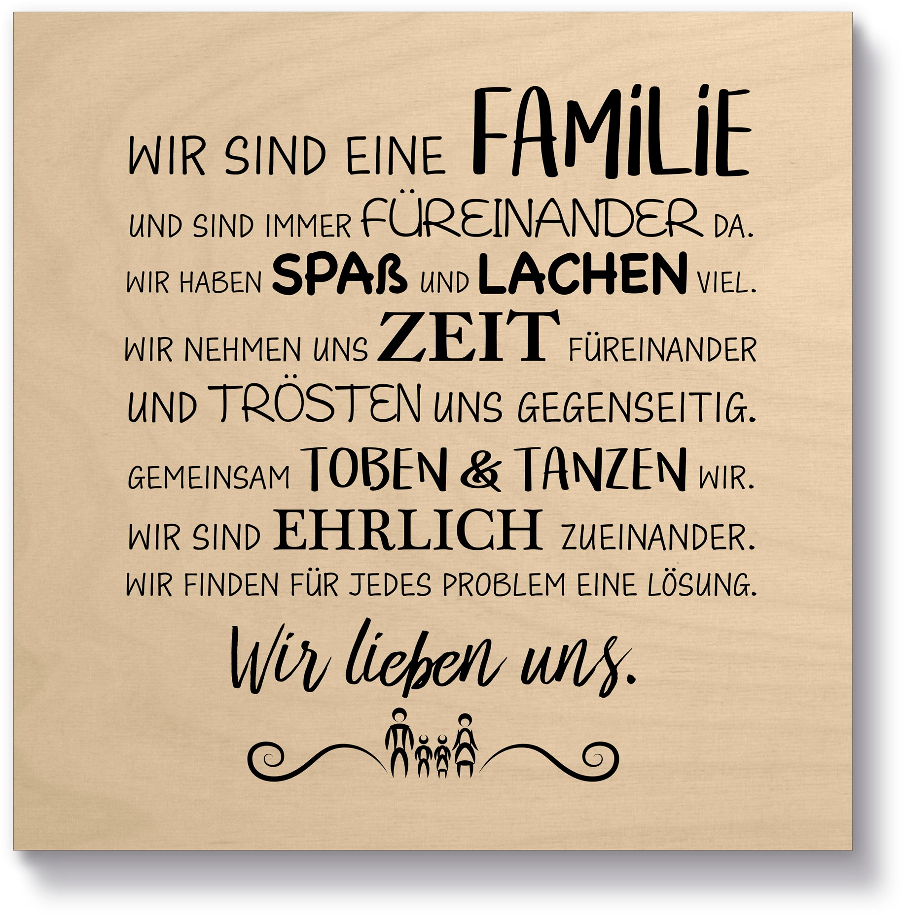 Artland Holzbild "Familie I", Sprüche & Texte, (1 St.)