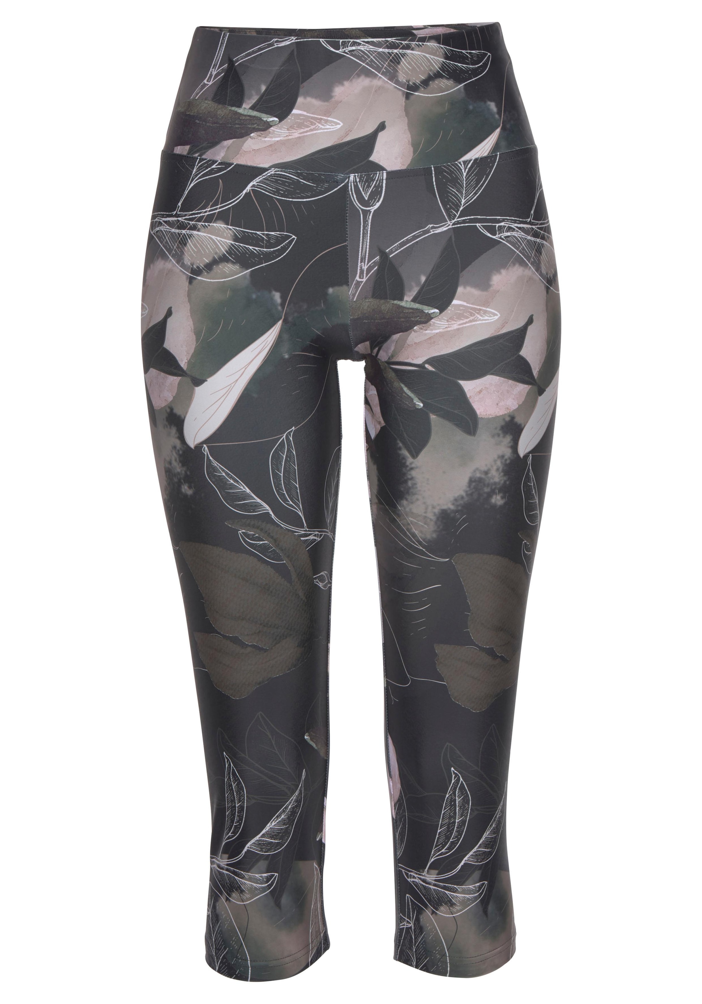 LASCANA ACTIVE Caprileggings "Tropical", mit abstraktem Blumenprint, Lounge günstig online kaufen