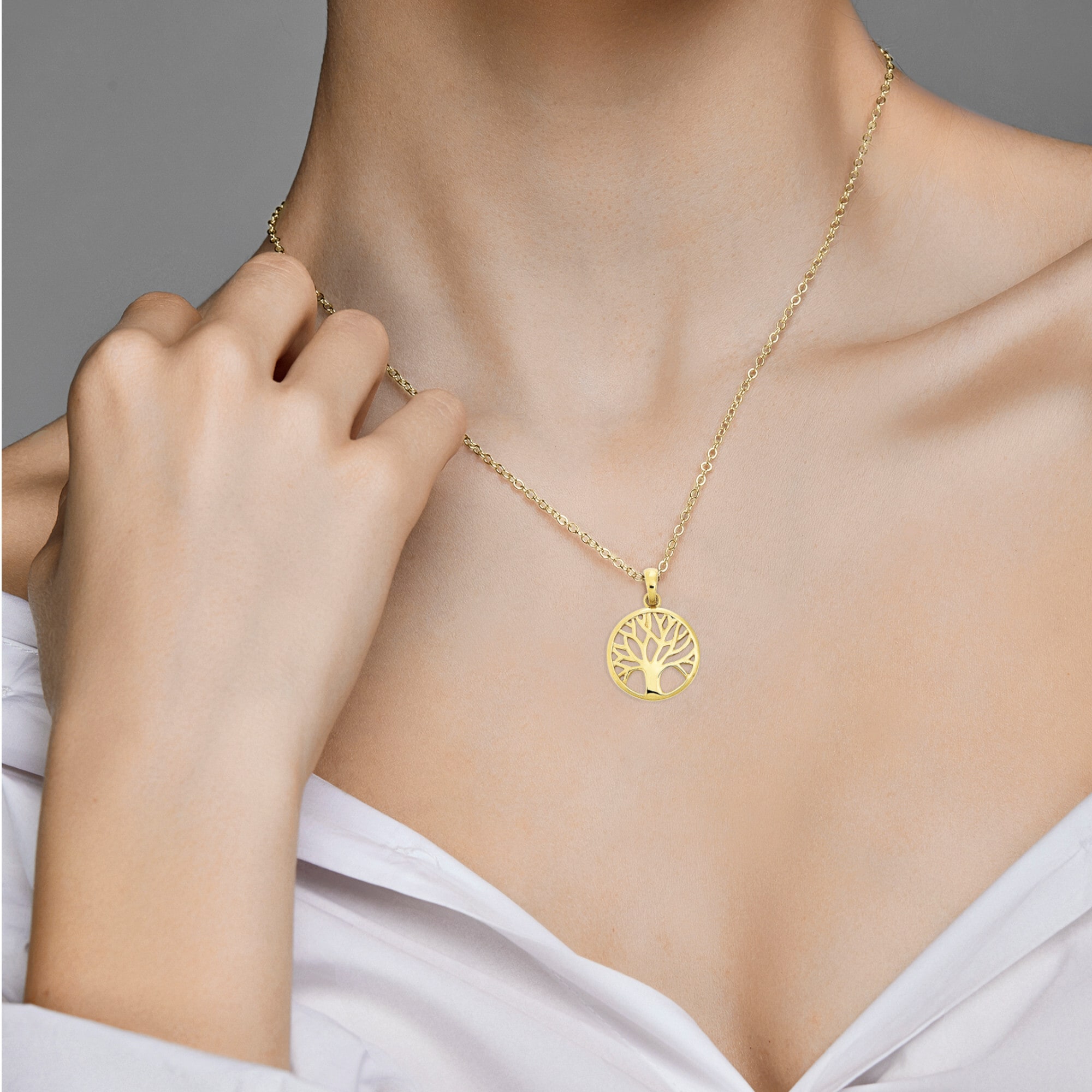 bestellen BAUR Schmuck ONE Damen Gold aus ELEMENT Anhänger Lebensbaum | »Lebensbaum 333 Gelbgold«, Kettenanhänger