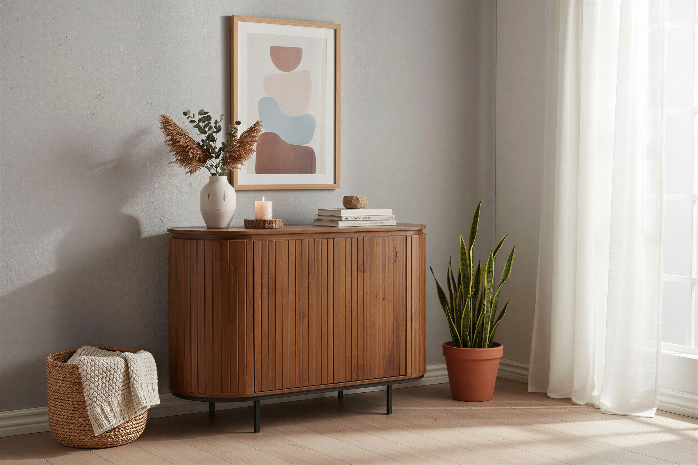 SIT Sideboard »Nagasaki aus massivem Mangoholz mit Lamellenfront & 2 Türen« 1 Stk. tlg. Abgerundete Ecken & zarte Lamellenfront aus massivem Mangoholz