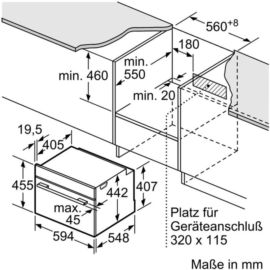 SIEMENS Dampfbackofen »CS636GBS2«, iQ700, CS636GBS2, mit Teleskopauszug nachrüstbar