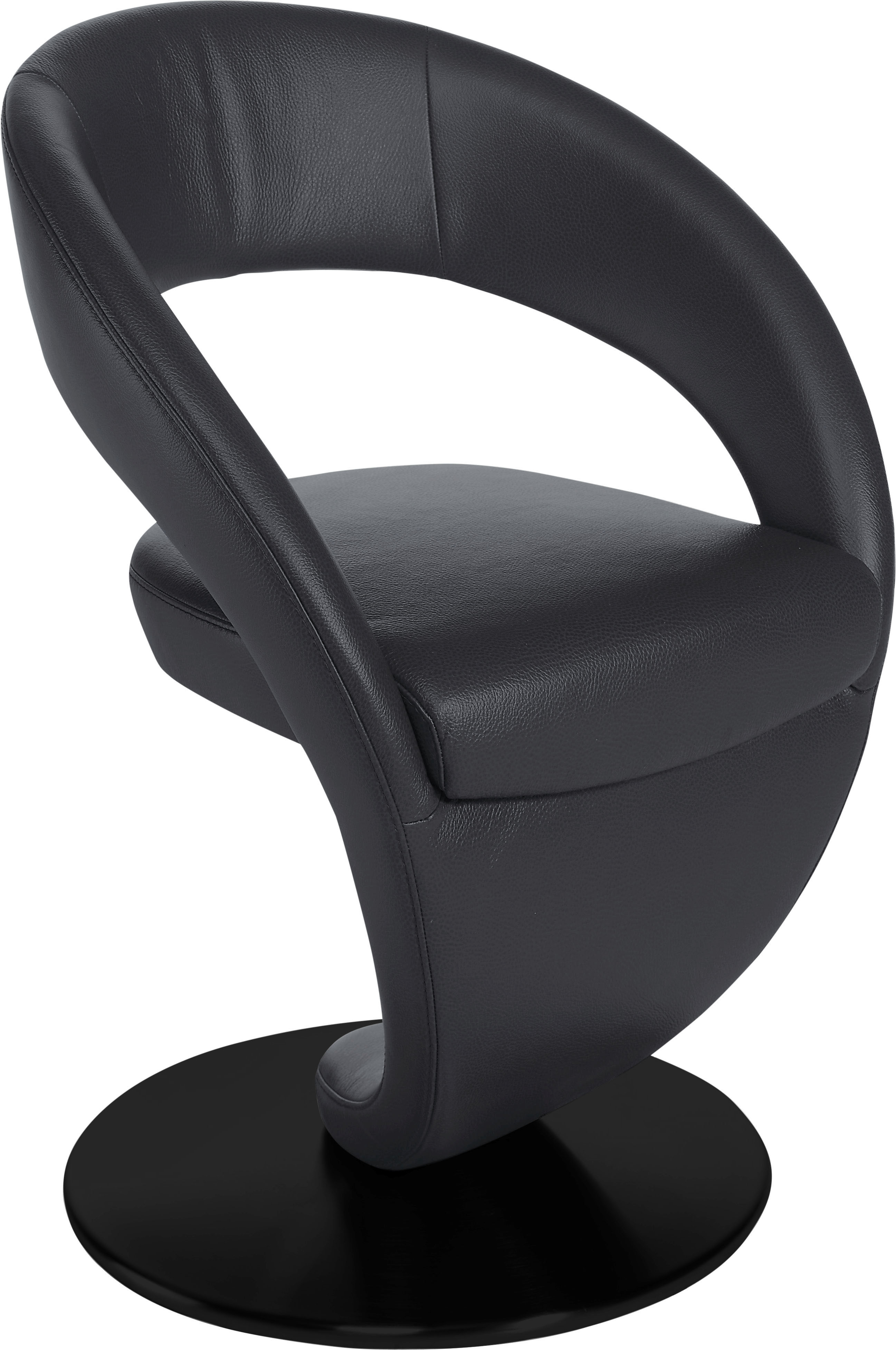 K+W Komfort & Wohnen Esszimmerstuhl "Wave, Drehstuhl" () Design-Drehstuhl, schwarzer Drehteller