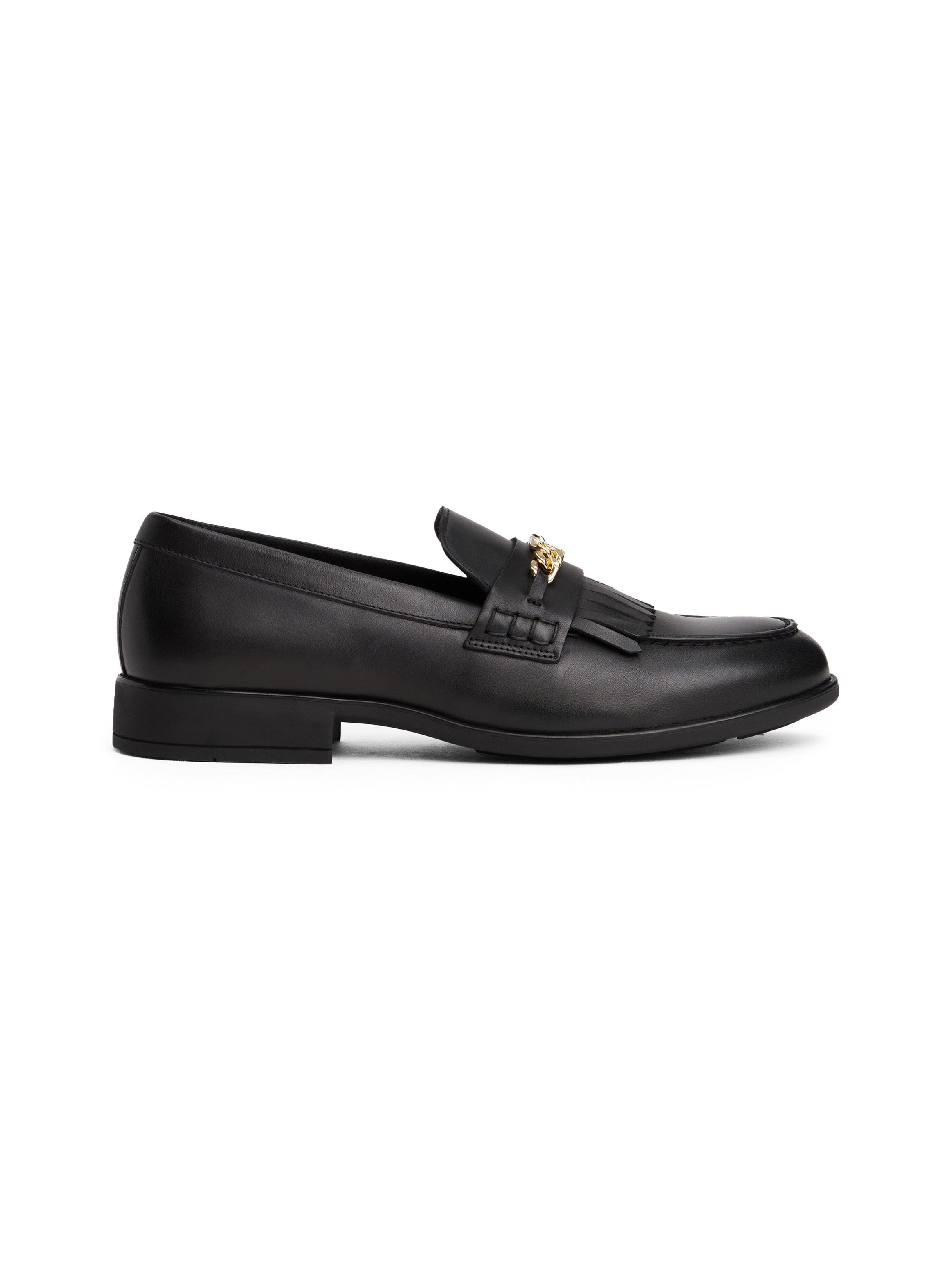 Tommy Hilfiger Loafer »TH CHAIN FRINGE LEATHER LOAFER«, Blockabsatz, Slipper, Businessschuh mit modischen Fransen