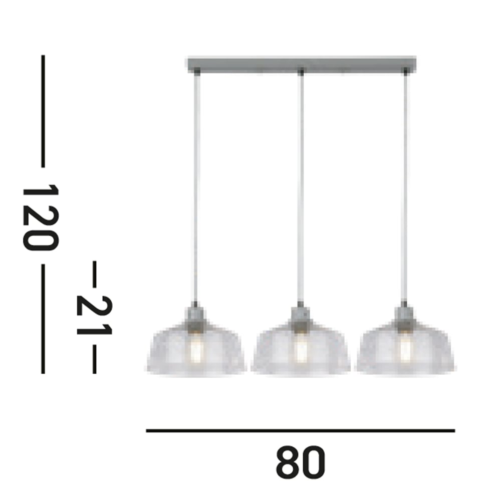 Searchlight Hängeleuchte »x Odeon 3Lt Bar Pendant - Grey Metal & Glass« E27 1 Stk.