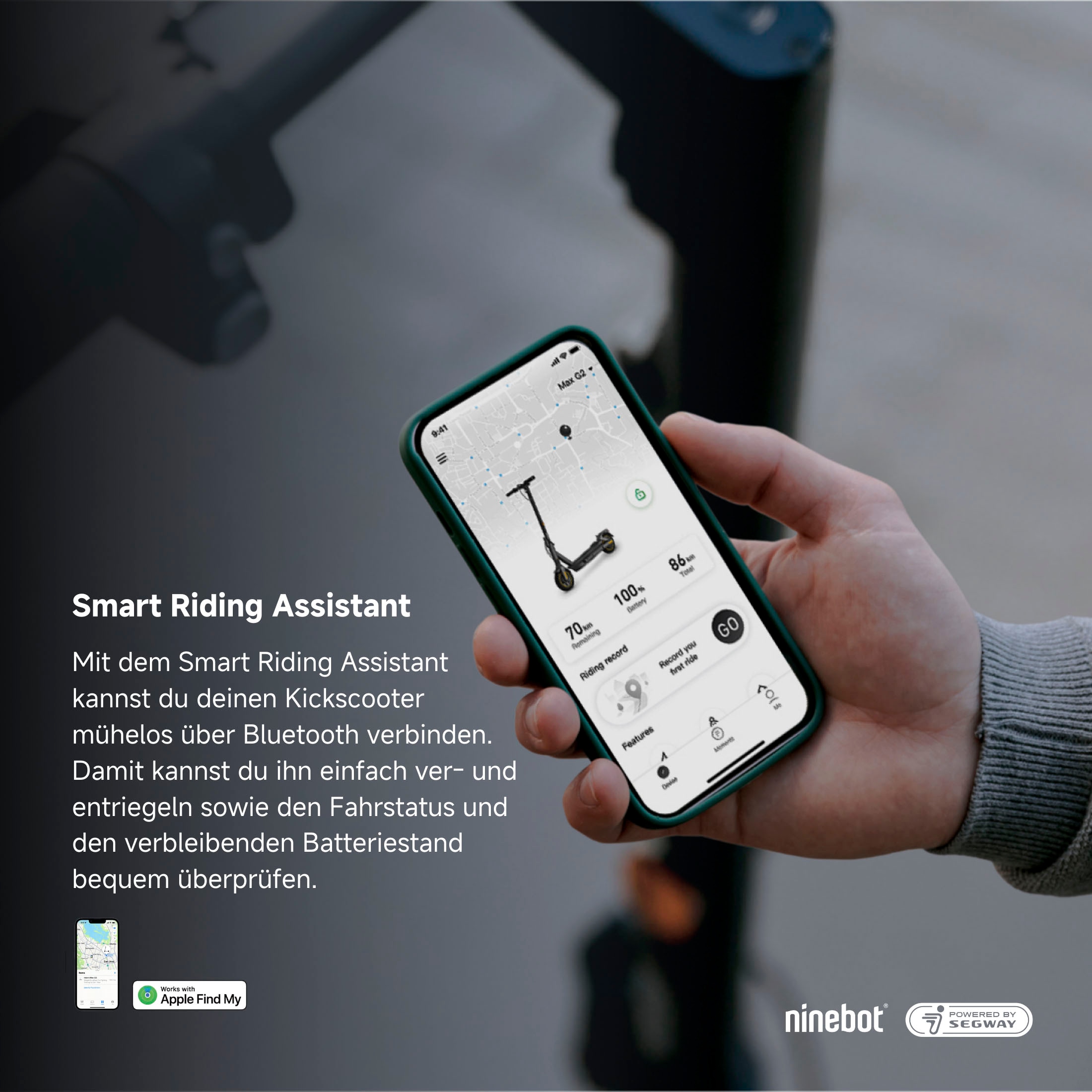 ninebot by Segway E-Scooter »KickScooter MAX G2 D«, Electric Scooter, mit Straßenzulassung, bis zu 70 km Reichweite