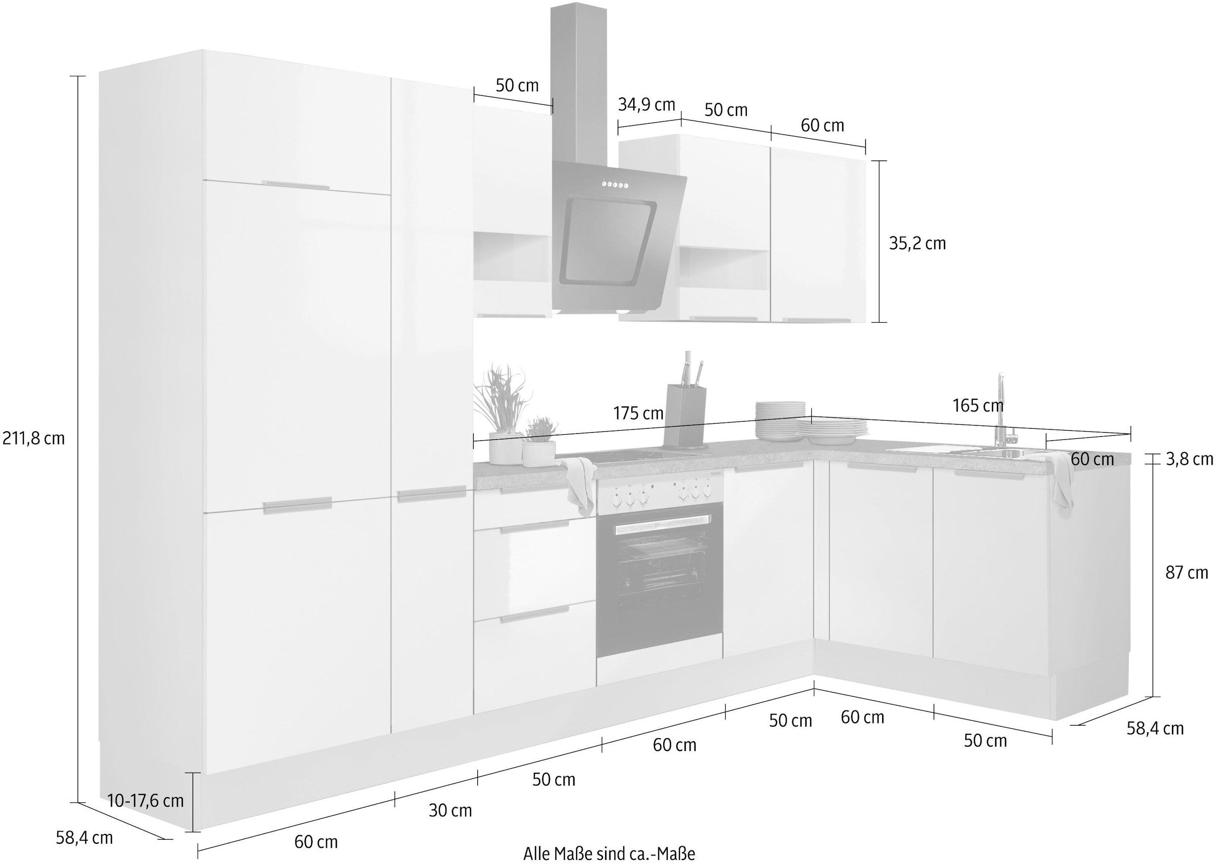 OPTIFIT Winkelküche »Tara«, mit Vollauszug und Soft-Close-Funktion, Stellbreite 315 x 175 cm