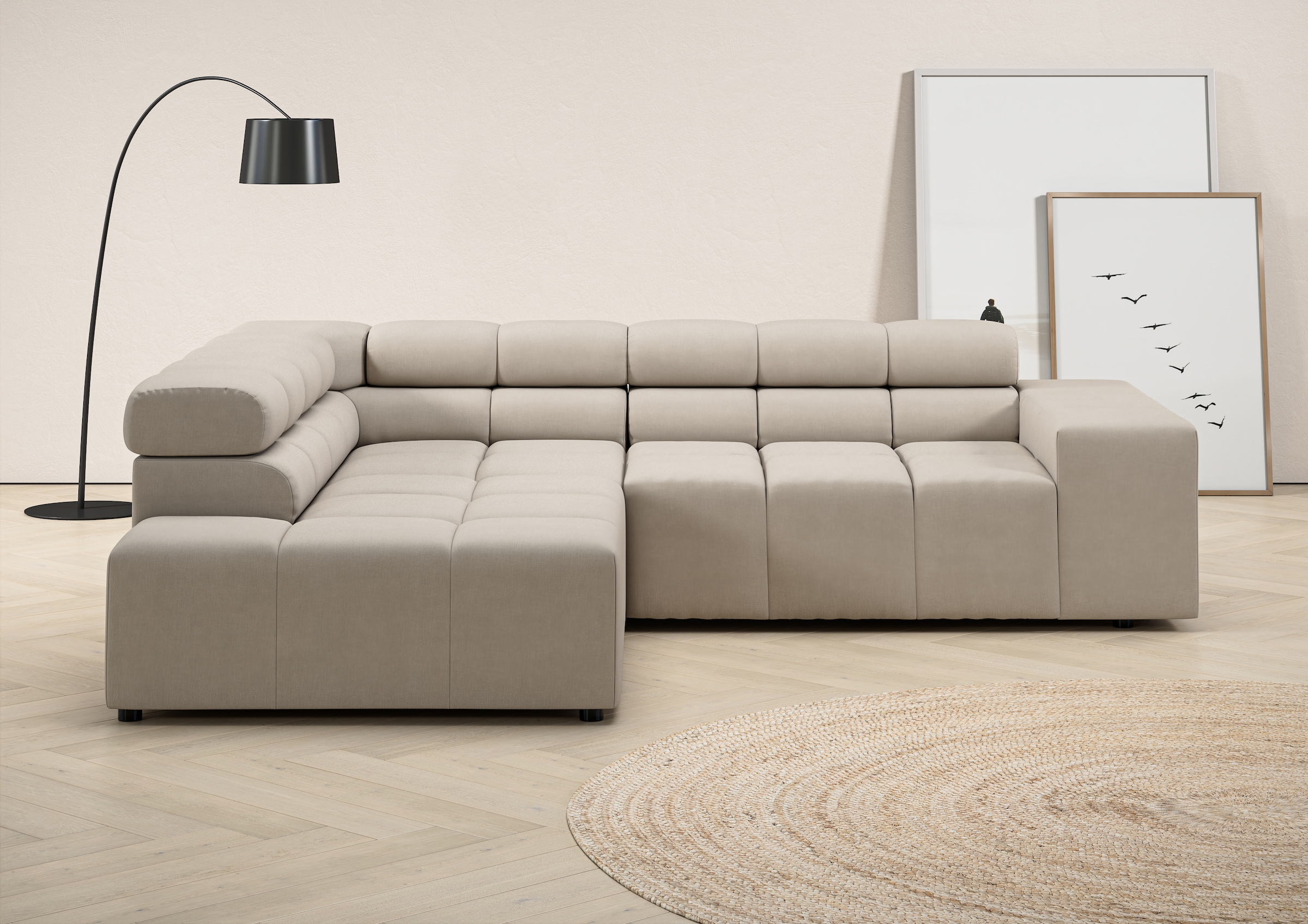Home affaire Ecksofa "Ancona, Ecksofa, incl. Kopfteilverstellung, Breite 249 cm, L-Form" wahlweise motorische Sitztiefenverstellung, B/T(H: 249/215/70 cm