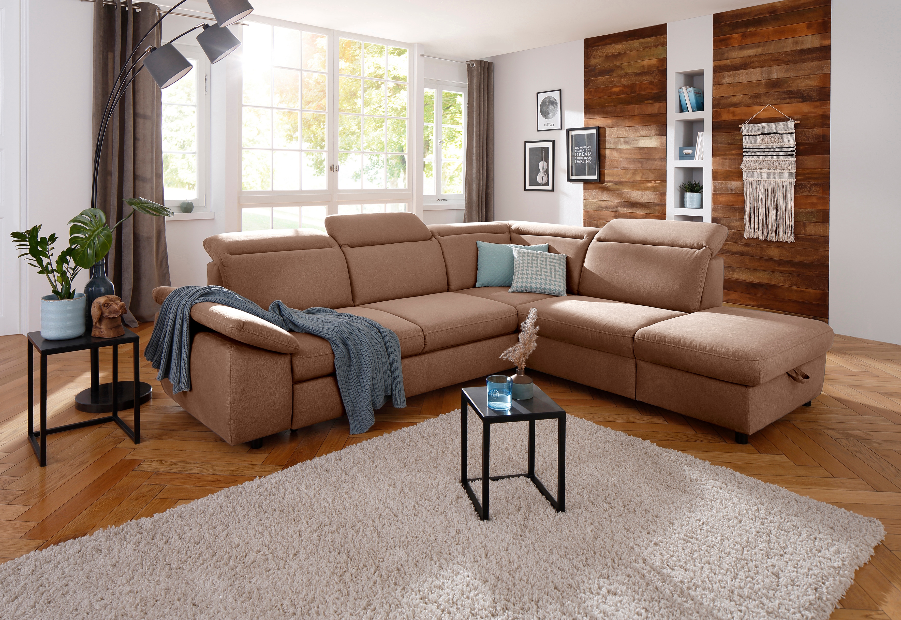 OTTO home Ecksofa "Mauritius L-Form" mit Ottomane, mit Kopfteil- und Armlehnverstellung