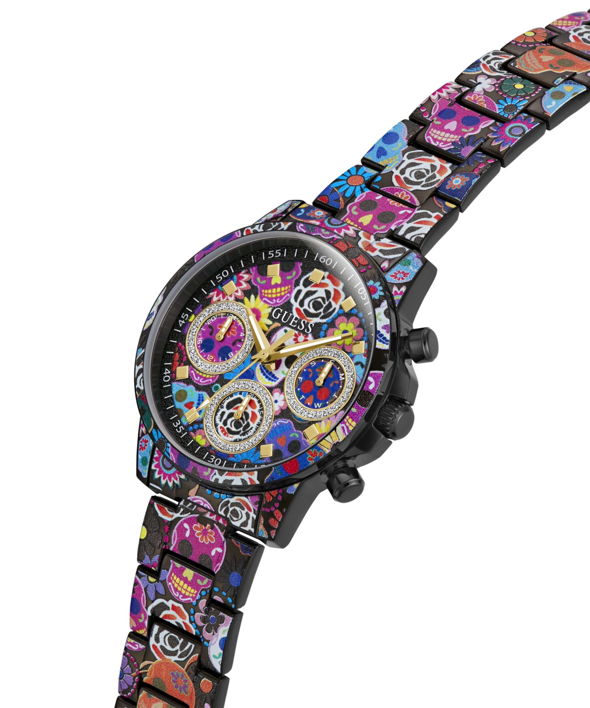 Guess Multifunktionsuhr »CALAVERTA« Quarzuhr, Armbanduhr, Damenuhr, Edelstahlarmband, analog, Tag