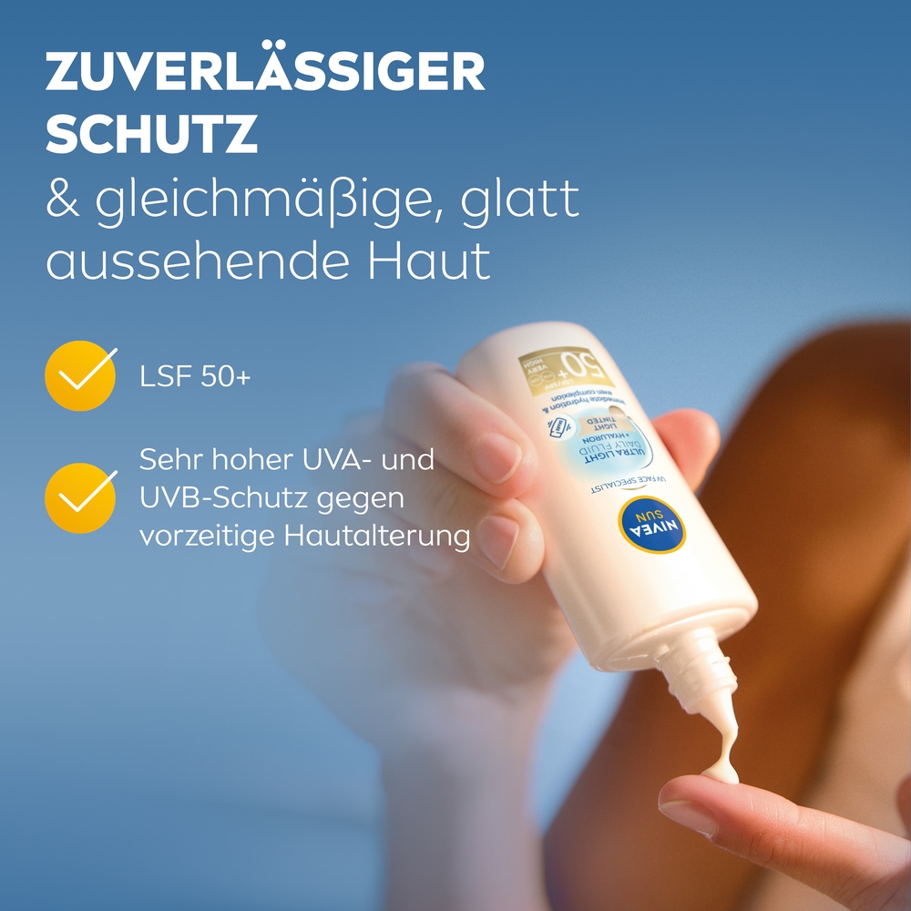 Nivea Sonnenschutzfluid »NIVEA SUN UV Gesicht Fluid LSF 50+ schützt helle Haut vor UV-Strahlen.«