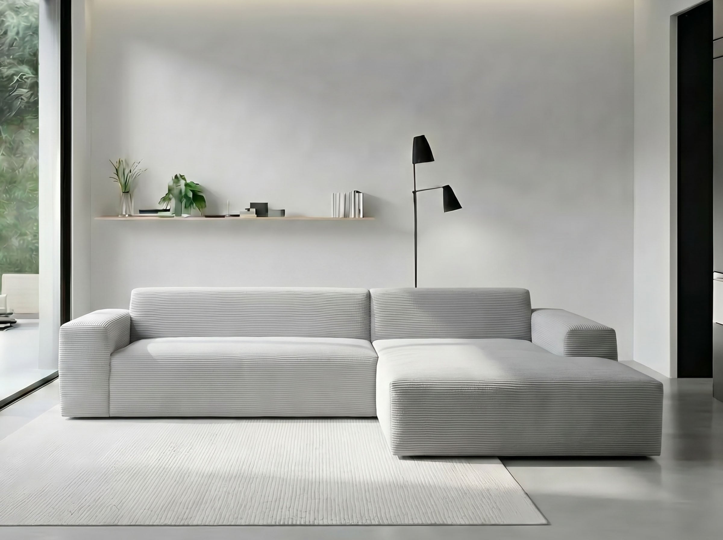 WERK2 Ecksofa "Zeus-XL 311 cm breit, bequemes Mega-Sofa in L-Form, große Sitztiefe" Curvy-trend Cord Big-Sofa mit 210 cm XXL-Ottomane für 2 Personen