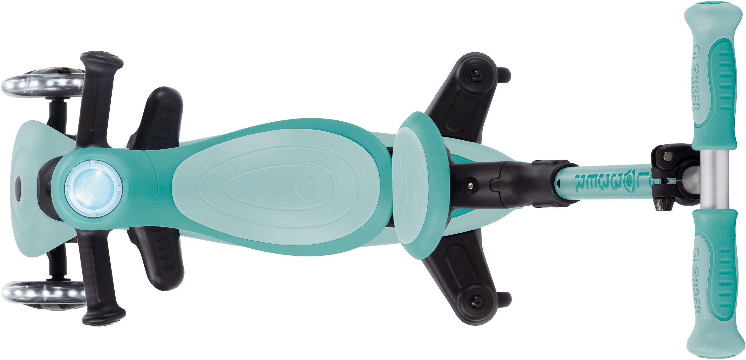 Globber Tretroller »GO-UP BABY 360 LIGHTS, mit Leuchtrollen und Leuchtmodul« Aufsitzrad, Laufrad und Scooter in Einem