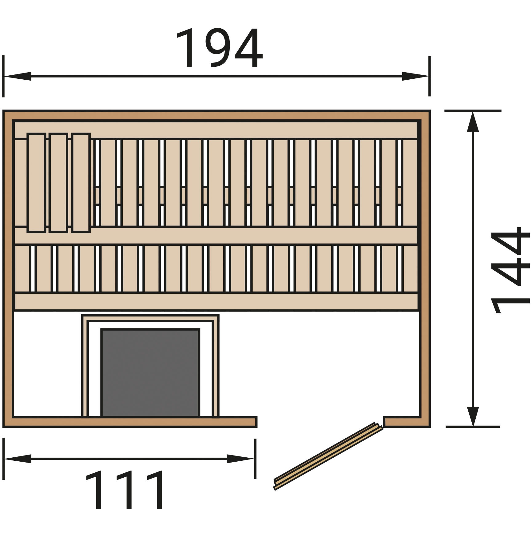 weka Sauna »Elementsauna HALMSTAD 1«, vorgefertigte Elemente, isolierte Holztür