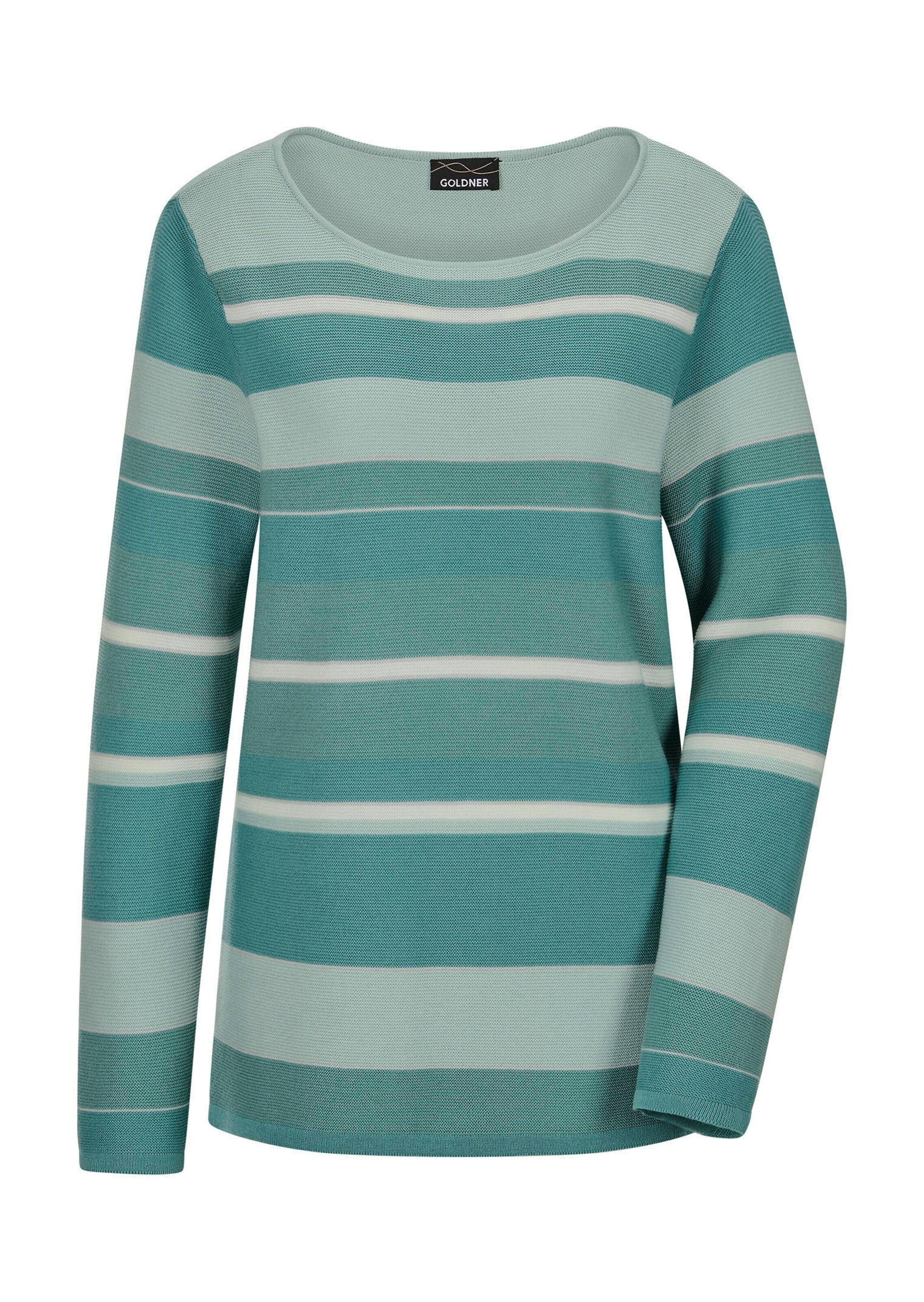 GOLDNER Rundhalspullover "Kurzgröße Strickpullover im Ringel-Look" farbharm günstig online kaufen