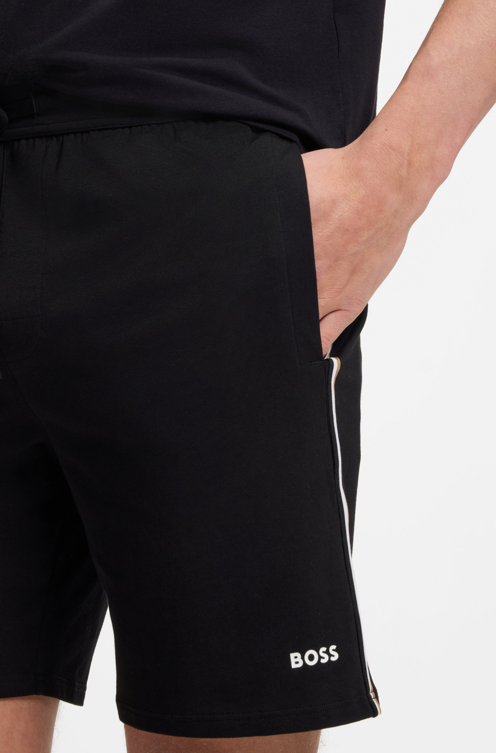 BOSS Schlafshorts »Unique«  Stretch-cotton pyjama bottoms mit signature-stripe tape