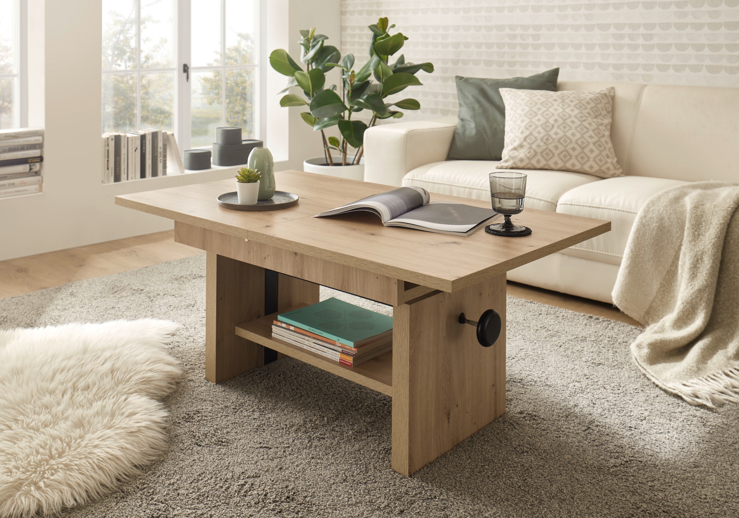 Stolkom Couchtisch »Event höhenverstellbar, ausziehbar, BxHxT 110-150x48-63x65 cm«, Höhenverstellbar mit Liftmechanik und ausziehbar in 3 Farbausführungen