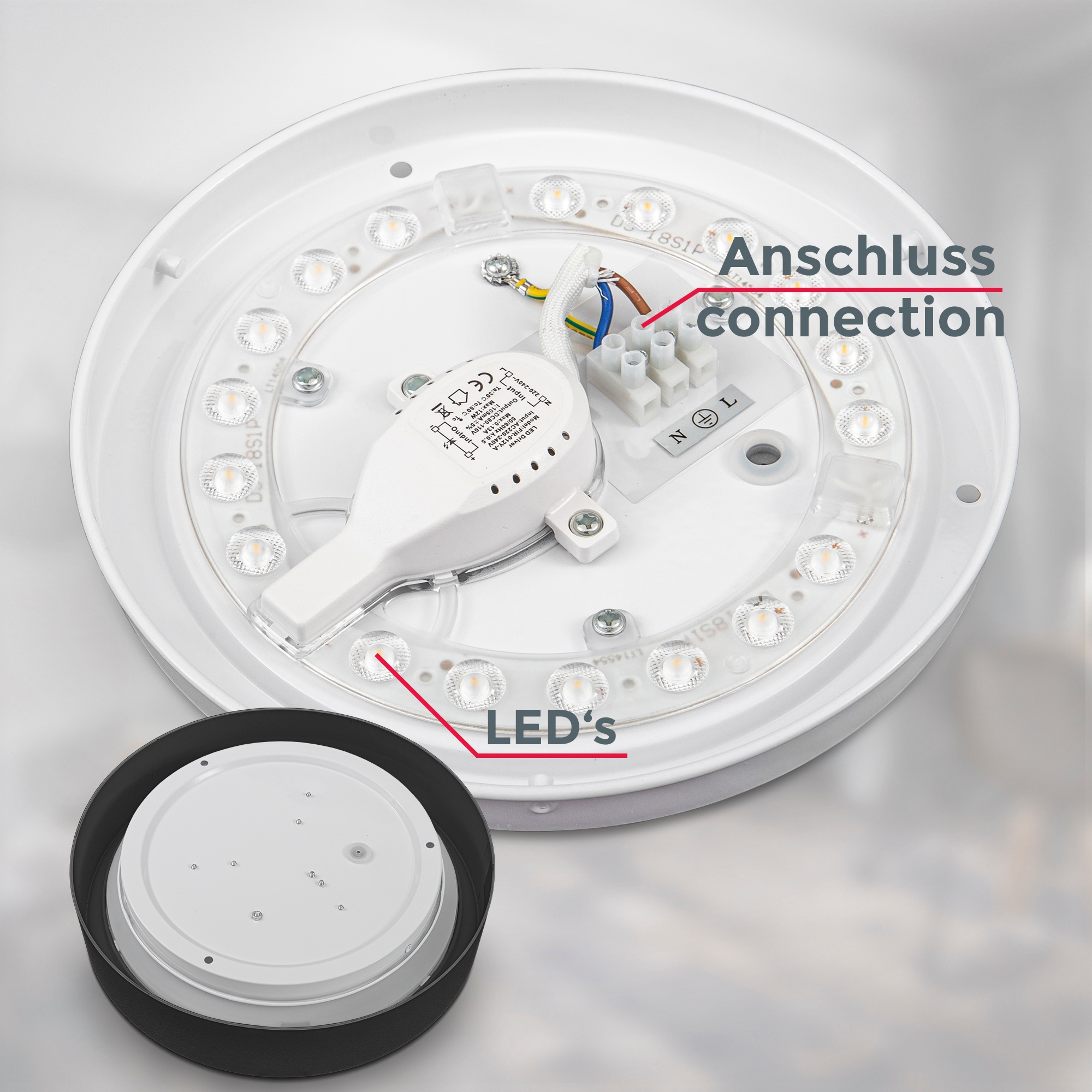 B.K.Licht LED Deckenleuchte,  1 x LED-Platine 12 Watt, 1.200lm, 4.000K, nicht dimmbar, Ø 25,00 cm 