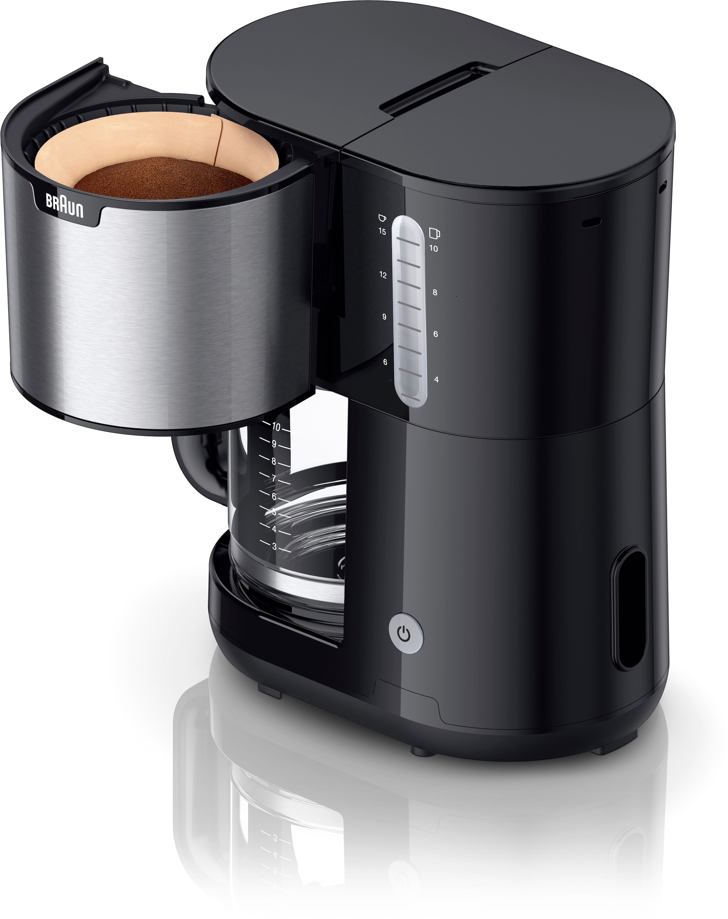 Braun Filterkaffeemaschine »PurShine KF1500 BK«, 1,7 l Kaffeekanne, Papierfilter, 1000W, automatische Abschaltung, herausnehmbarer Filterkorb, Edelstahl