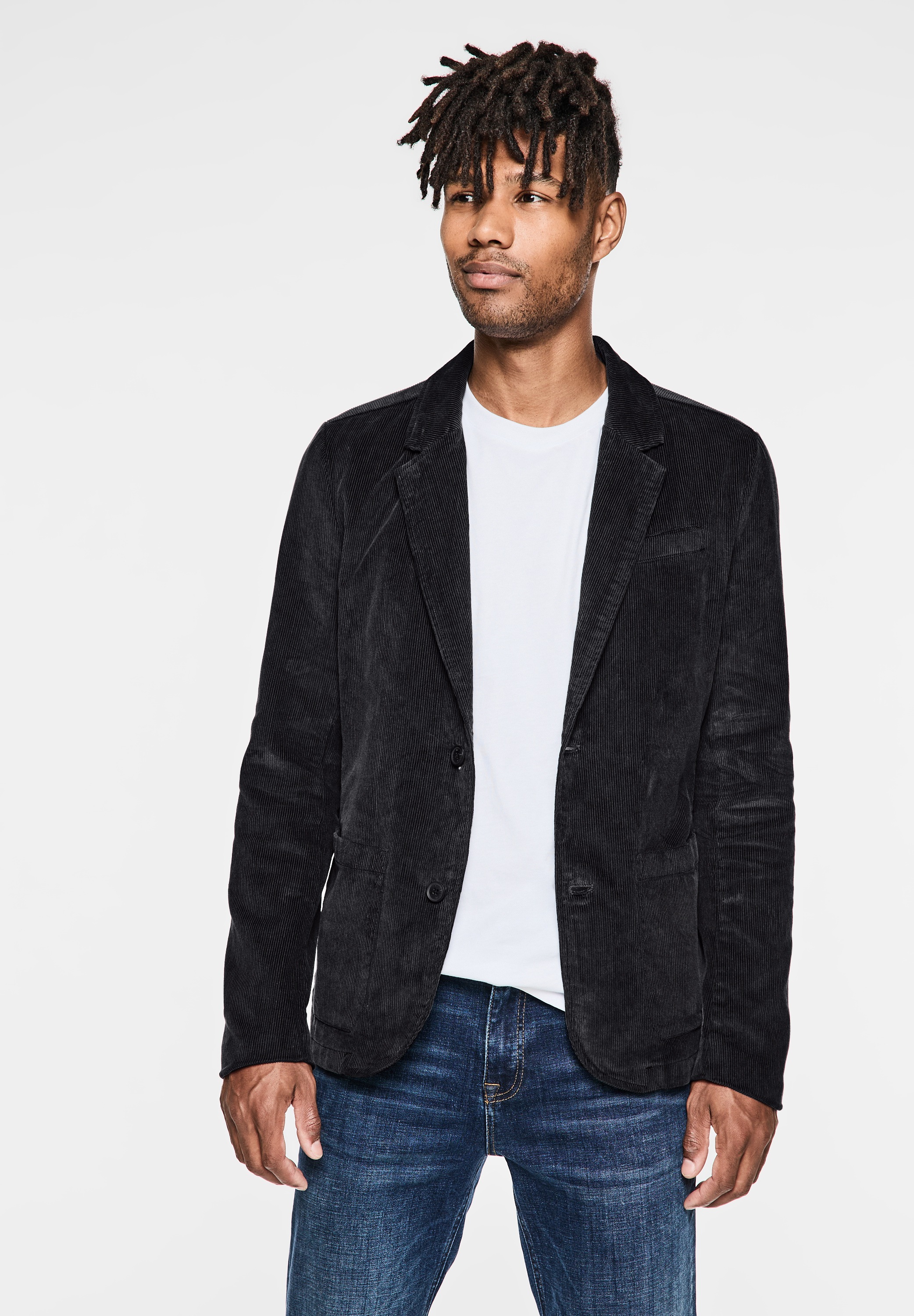 STREET ONE MEN Cordjacke, ohne Kapuze, mit Reverskragen