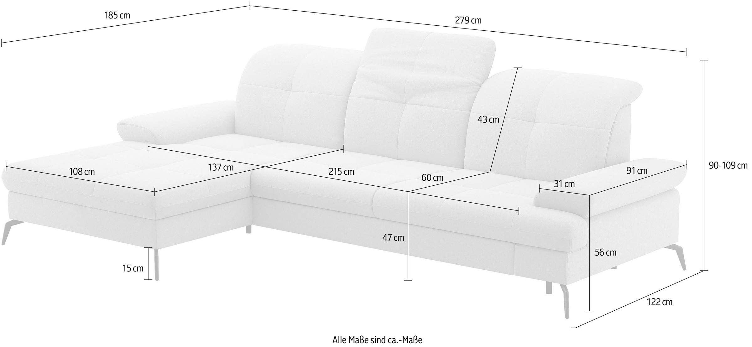 sit&more Ecksofa »Amica«, inkl Sitztiefenverstellung und Armteilverstellung