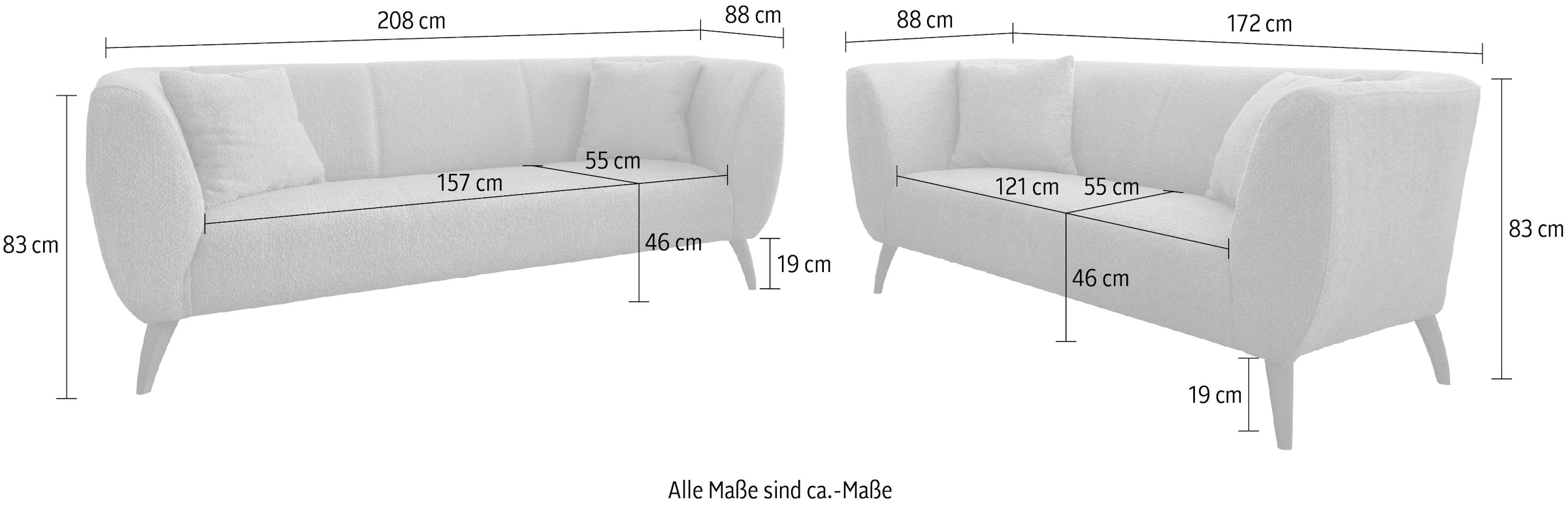 INOSIGN Polstergarnitur »Colori«, (Set, 2 tlg., 3-Sitzer und 2-Sitzer), auch als Loveseat erhältlich