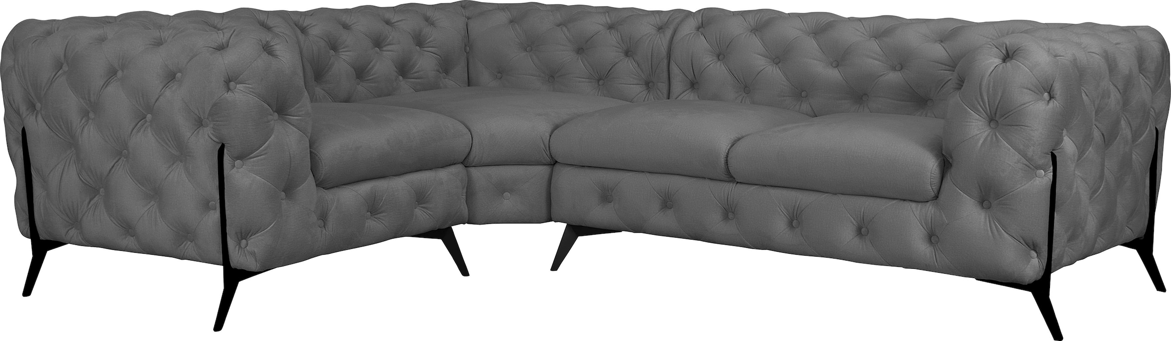 Leonique Chesterfield-Sofa »Amaury L-Form«, moderne Chersterfield-Optik, Breite 262 cm, Fußfarbe wählbar