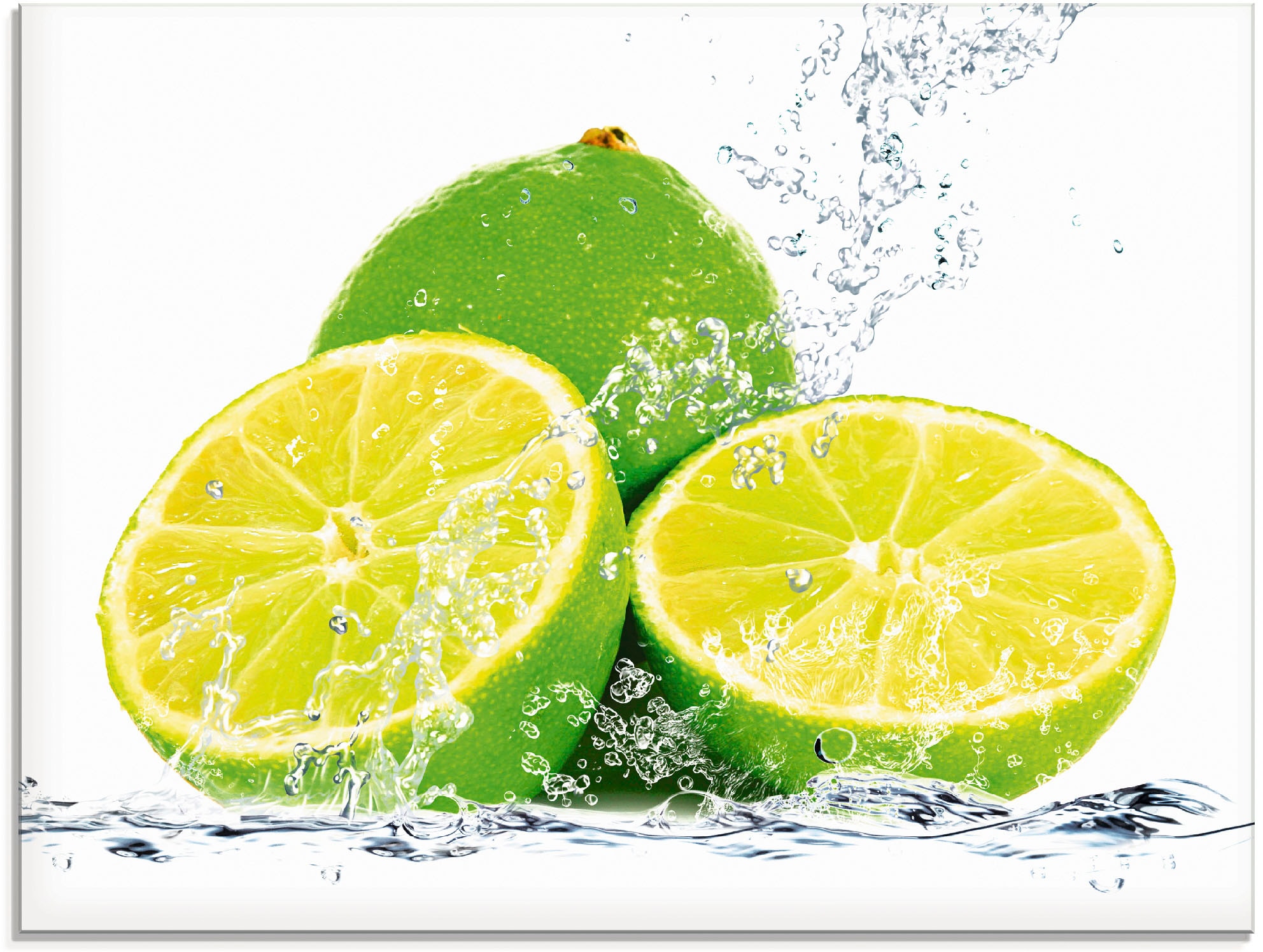 Artland Glasbild "Limette mit Spritzwasser" Lebensmittel 1 Stk. tlg. in verschiedenen Größen