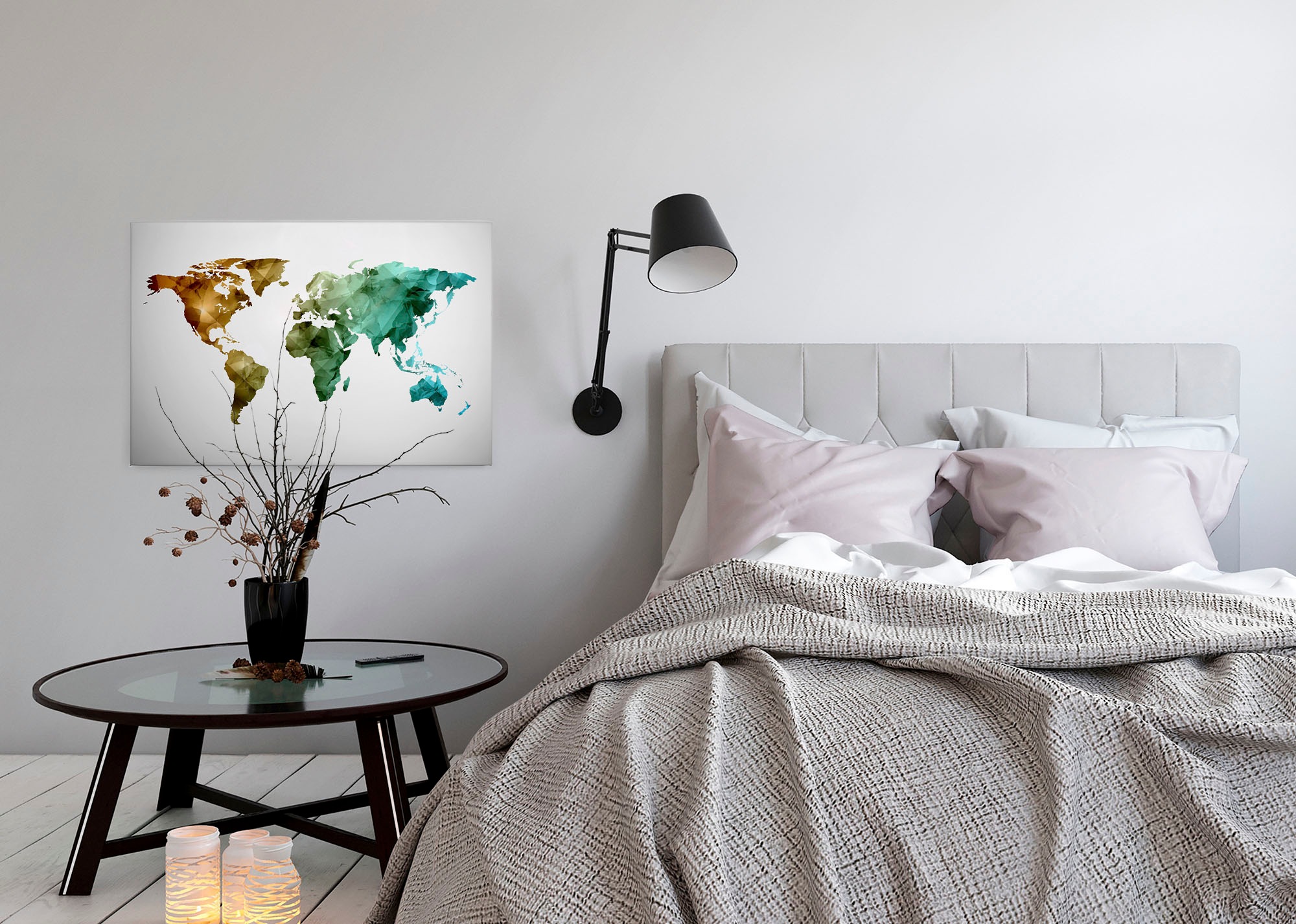A.S. Création Leinwandbild »World Graphic«, Kunst-Weltkarte-Kinder, (1 St.), Atlas Weltkarte Bunt Aquarell Keilrahmen Leinwand-Bild Wohnzimmer Wand