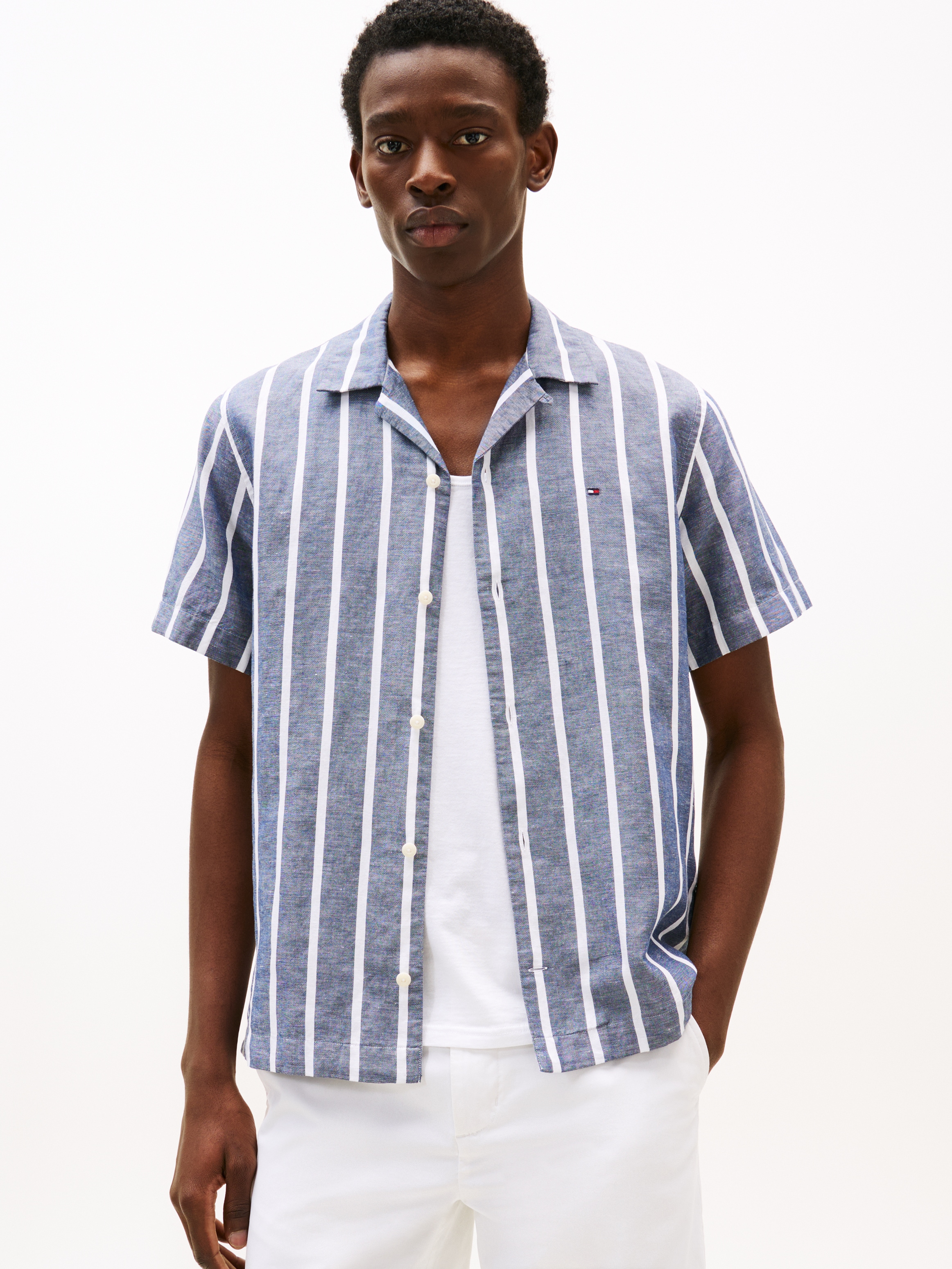 Tommy Hilfiger "LINEN BLEND STRIPED SS Regular Fit SHIRT" günstig online kaufen
