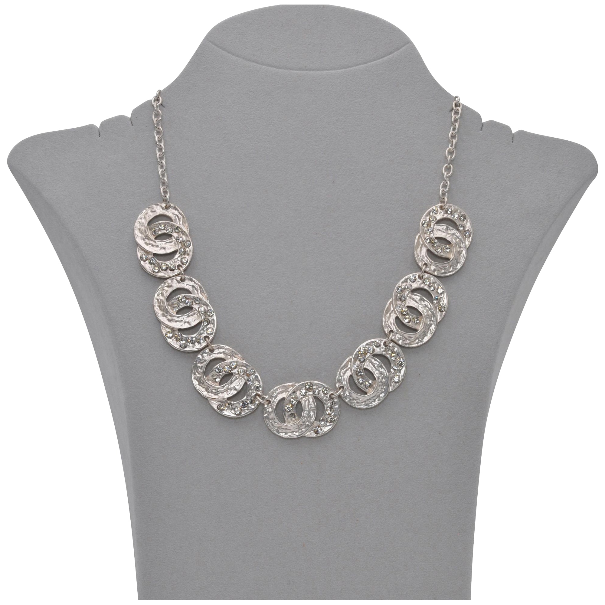 Steuer Collierkettchen »Metallcollier silberfarben mit Strasssteinchen«