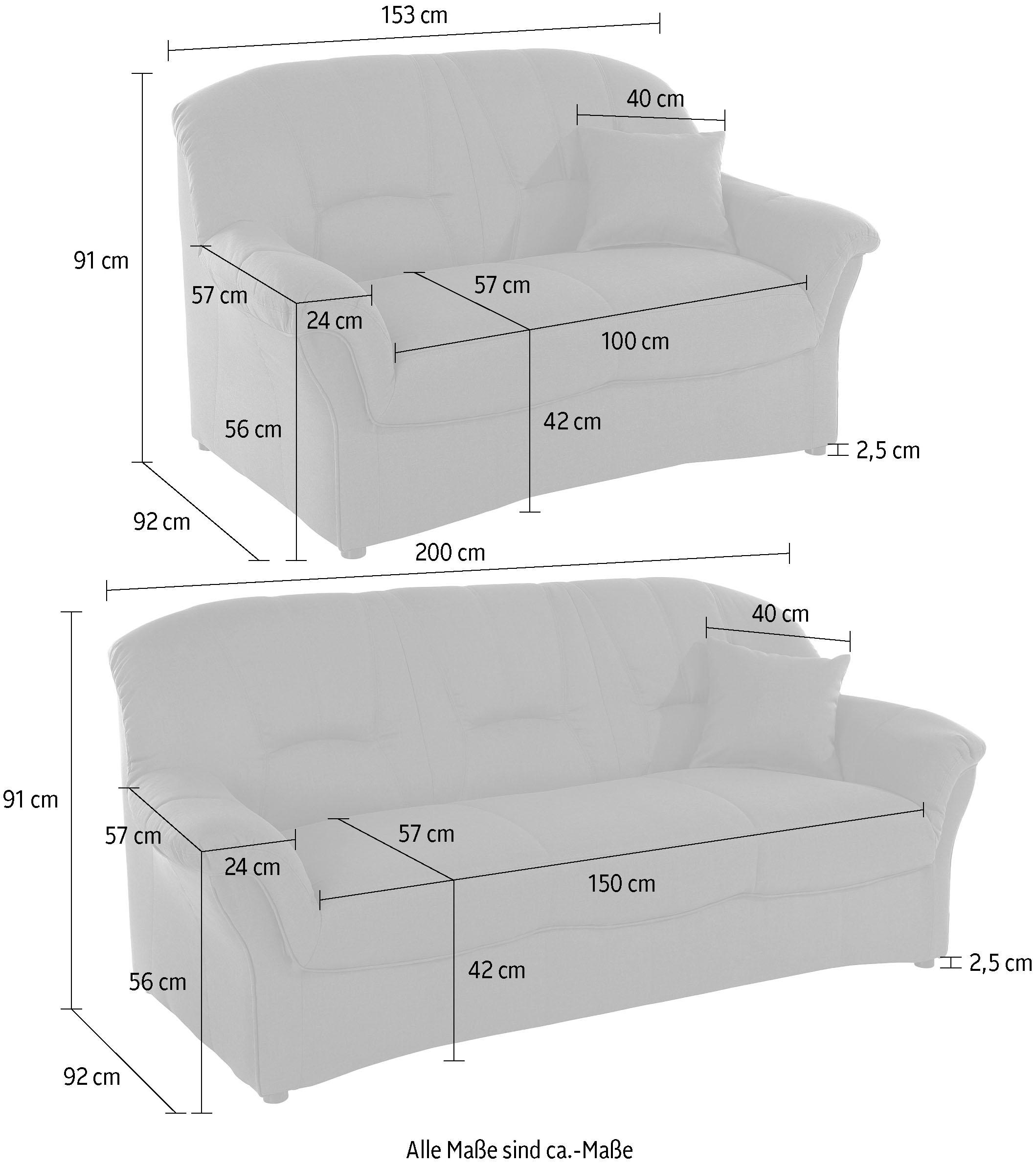 DOMO collection Polstergarnitur »Bahia Sitzbelastung 140 kg«, (Set), 3-Sitzer & 2-Sitzer-Set