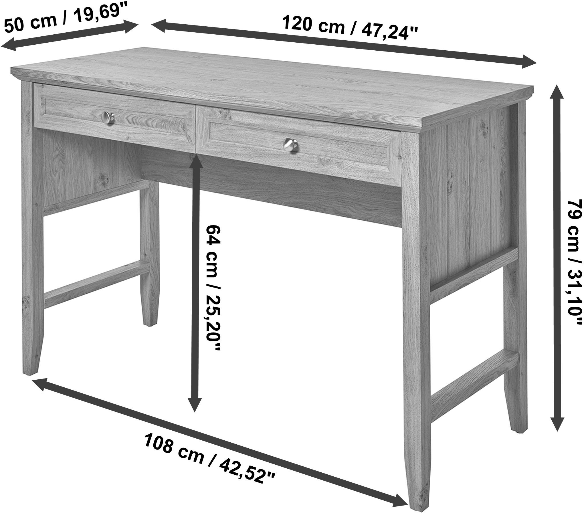 Jahnke Schreibtisch »CLASSIC D 120« Schreibtisch, Schminktisch, Konsole, 2 Schubladen, Breite: 120 cm