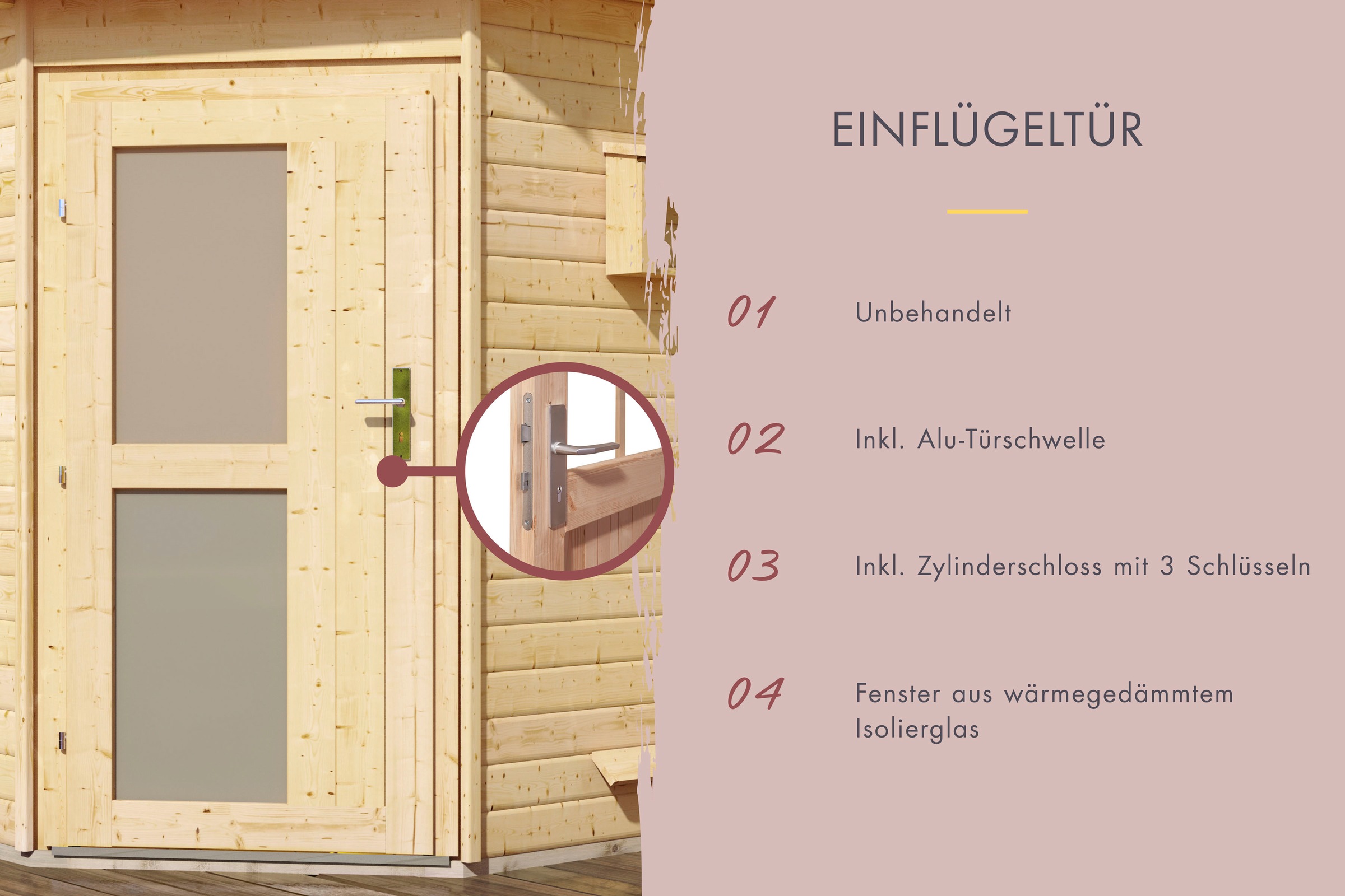 Karibu Saunahaus »Ralf«, Milchglastür