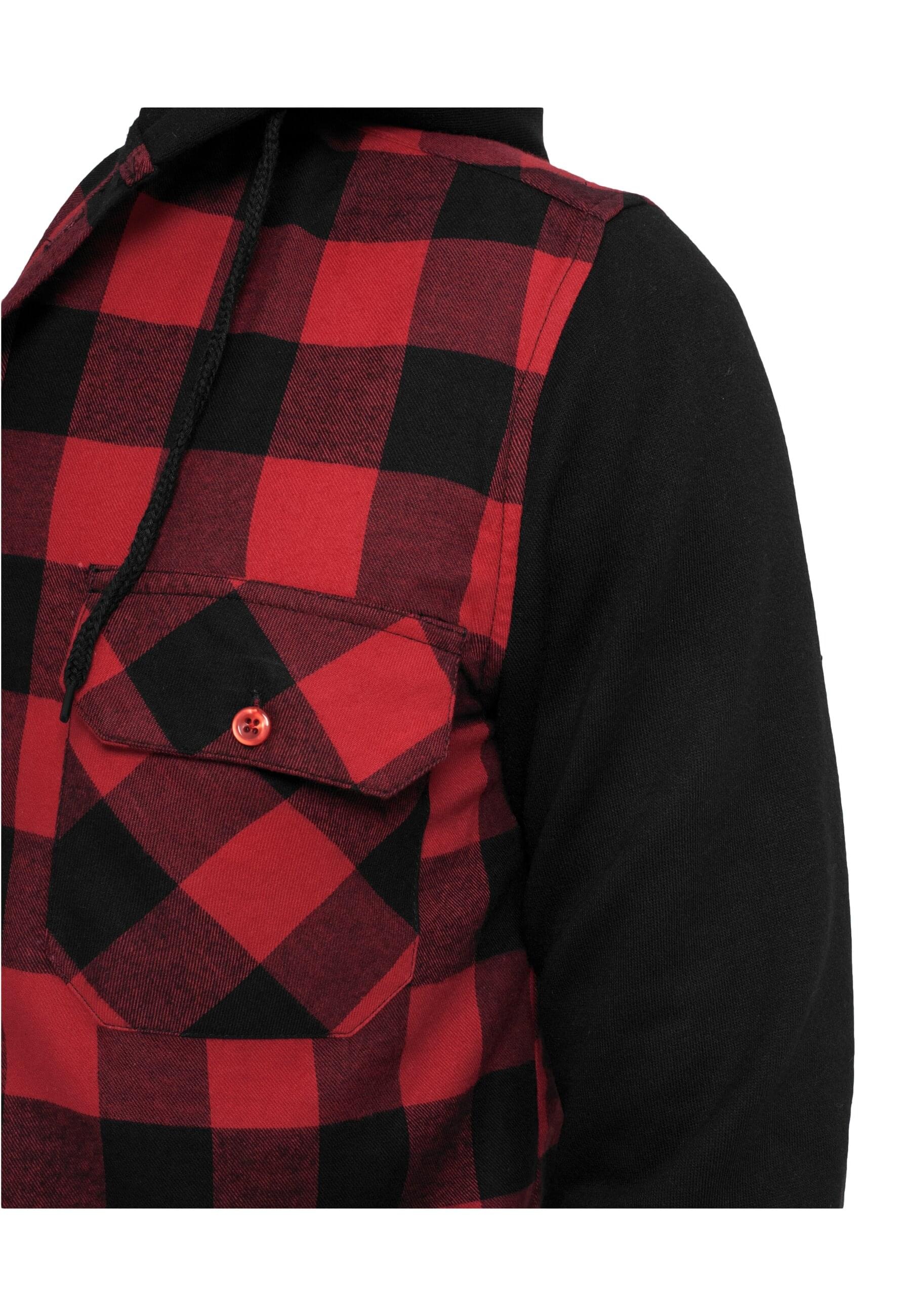 URBAN CLASSICS Langarm-Poloshirt »Urban Classics Herren Hooded Checked Flanell Sweat Sleeve Shirt«, (1 tlg.)