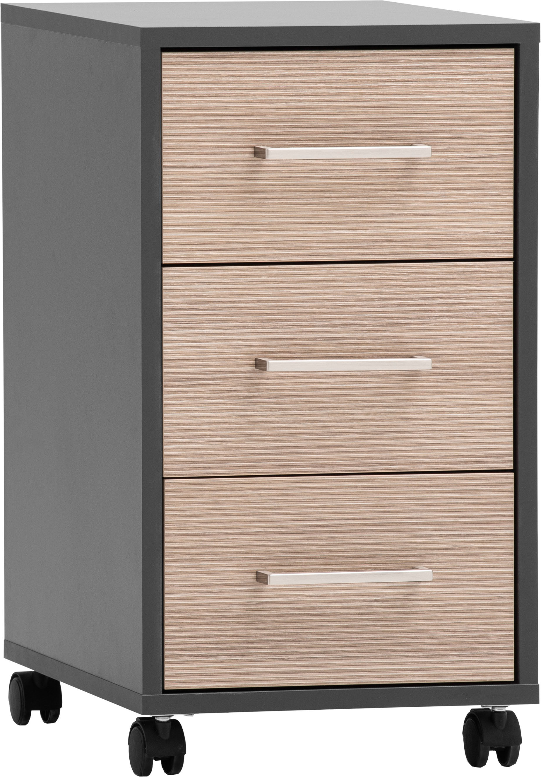 Schildmeyer Rollcontainer "METZ, 3 Schubkästen, fühlbare Holzstruktur, MADE IN GERMANY" 1 Stk. tlg. Canello Dekor mit fühlbarer Holzstruktur, Made in Germany