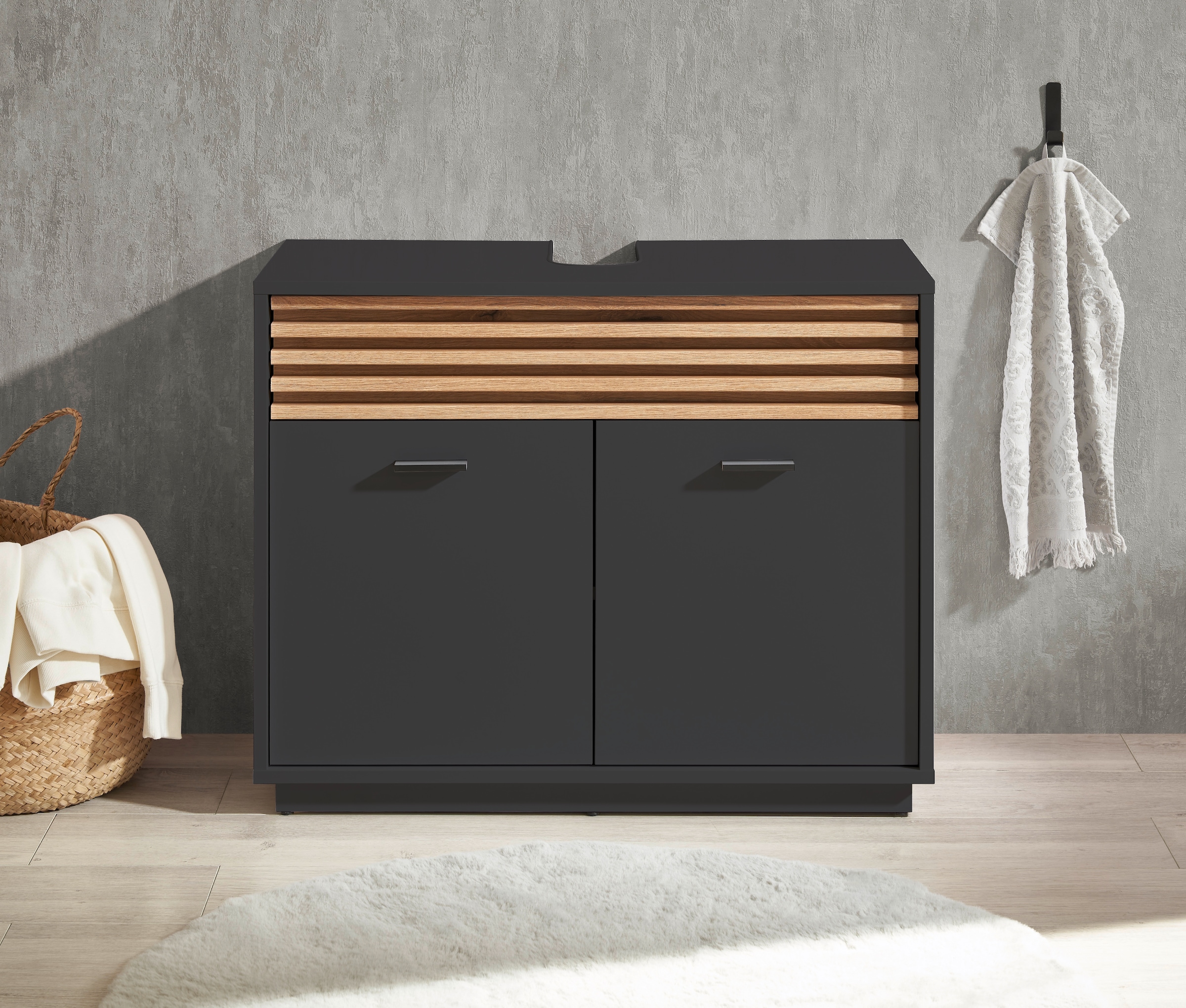 BASIC by Balculina Waschbeckenunterschrank »Liguria B/H/T 80x64x40 cm« 1 Stk. tlg. Breite 80cm, Unterflurauszug, FSC-Mix 70%