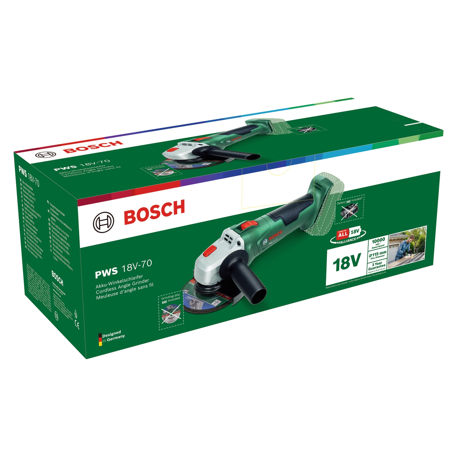 Bosch Home & Garden Akku-Winkelschleifer »PWS 18V-70 (125mm) solo« ohne Akku und Ladegerät