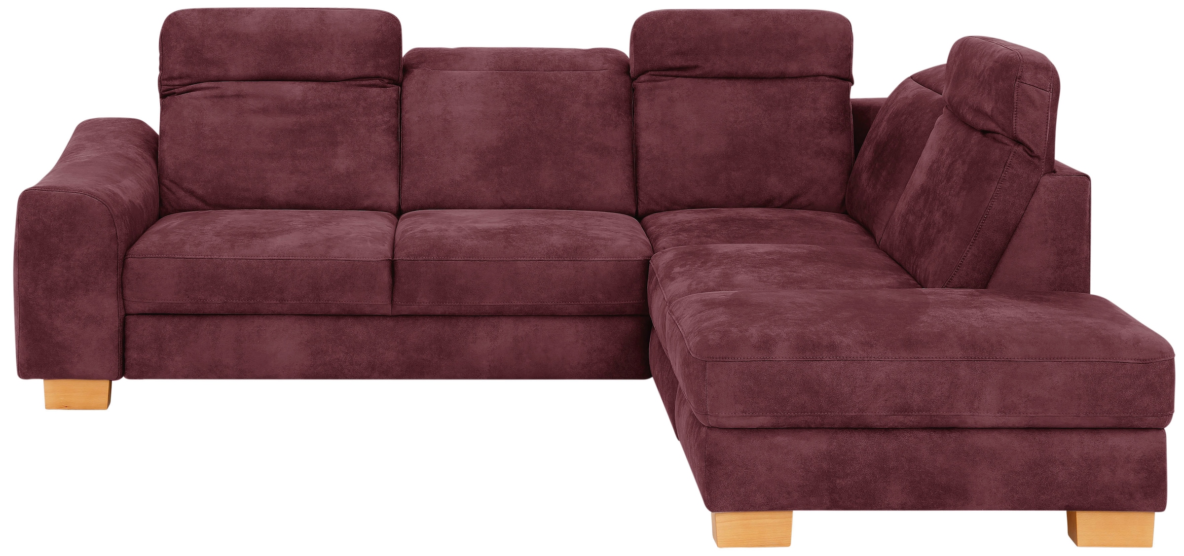 Ecksofa HOME AFFAIRE "Dundee L-Form", rot (bordeaux), B:263cm H:86cm T:219cm, Luxus-Microfaser Florence (100% Polyester), Sofas, Ecksofa, wahlweise mit Kopfteilverstellung und zusätzlich mit Bettfunktion 4