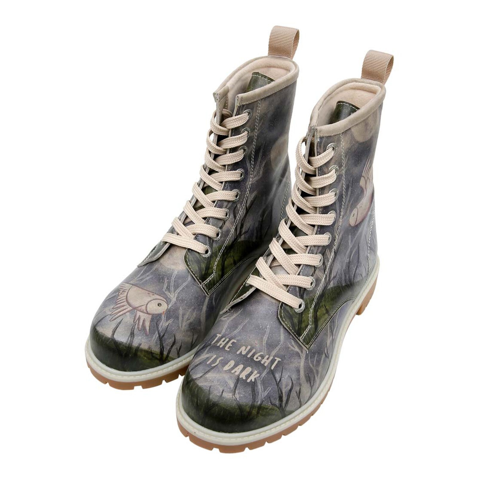 DOGO Schnürboots "Long Boots Schnürstiefel The Night Is Dark Damen Stiefele günstig online kaufen