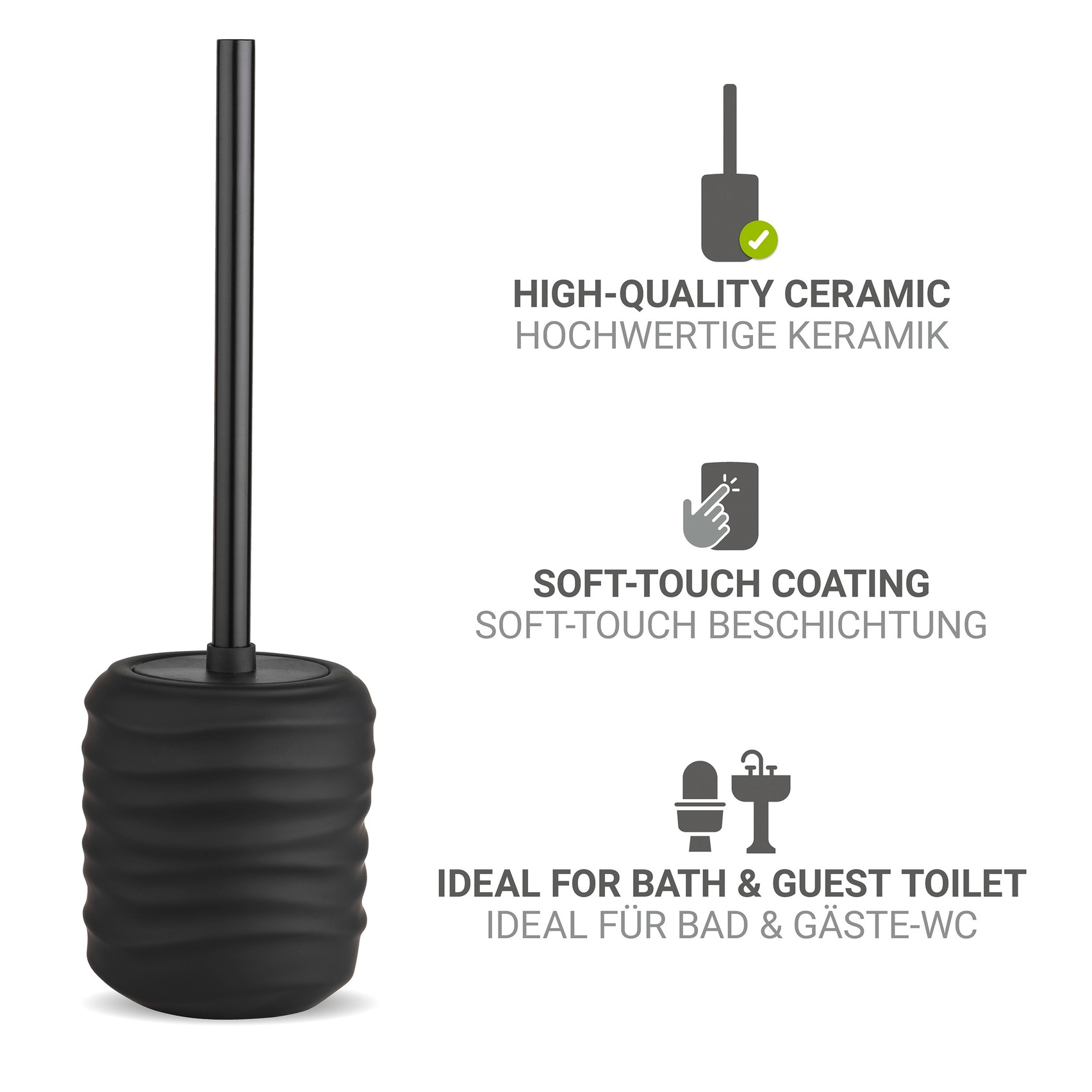 WENKO WC-Garnitur »Illana« Keramik mit Soft-Touch-Beschichtung, Toilettenbürste mit Abdeckung