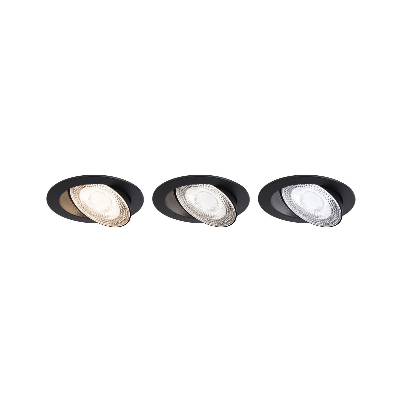 PAULMANN LED Einbauleuchte "LED Einbauleuchte White Select Aumus 3xSet 5W 700lm 2300V 2700 - 6500K", 3, Ø 10,5cm H: 4cm, 3 Stk., schwarz, Leuchten,