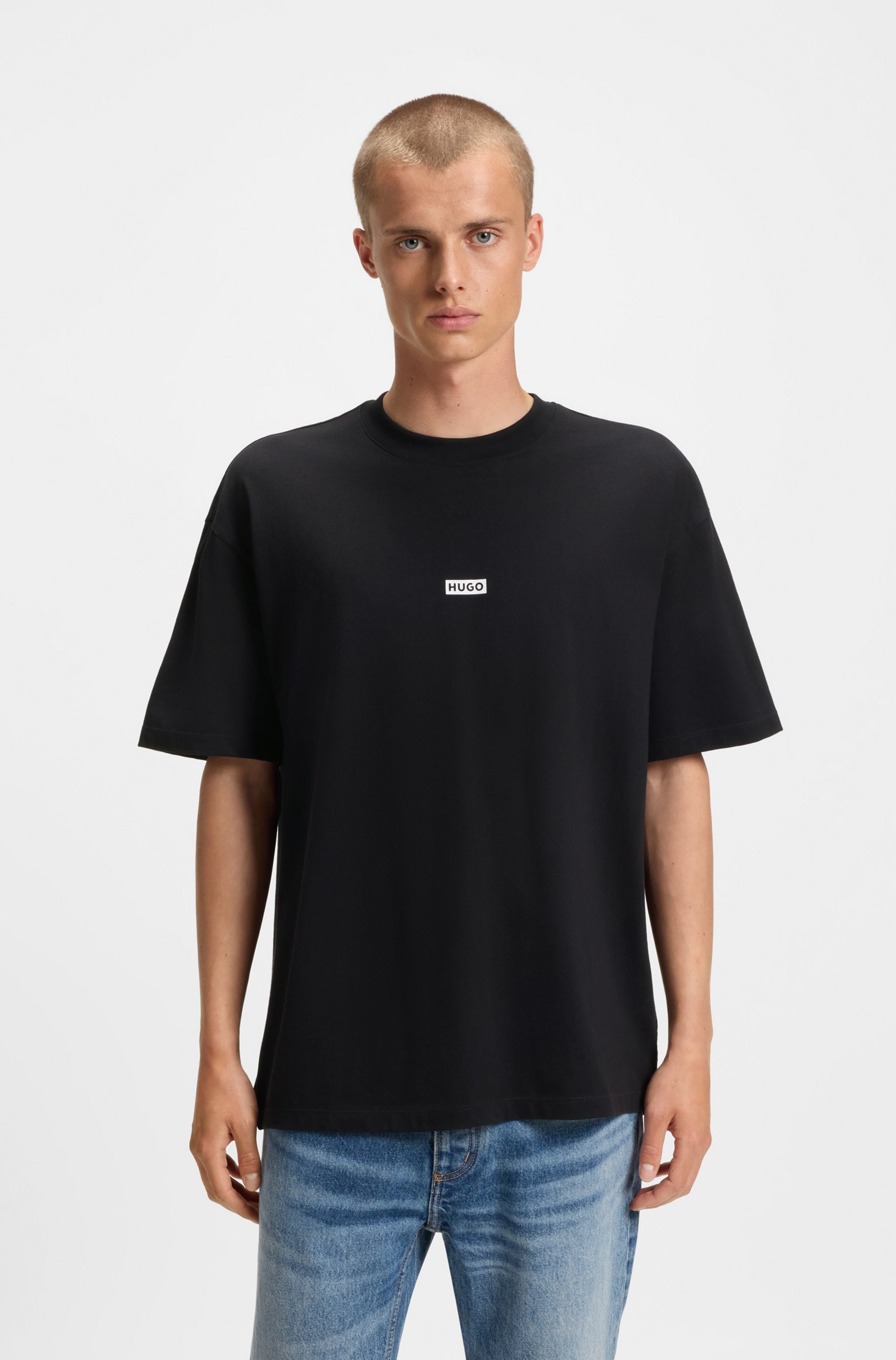 HUGO T-Shirt "Nalono" mit Logodruck, Oversized Look mit Backprint