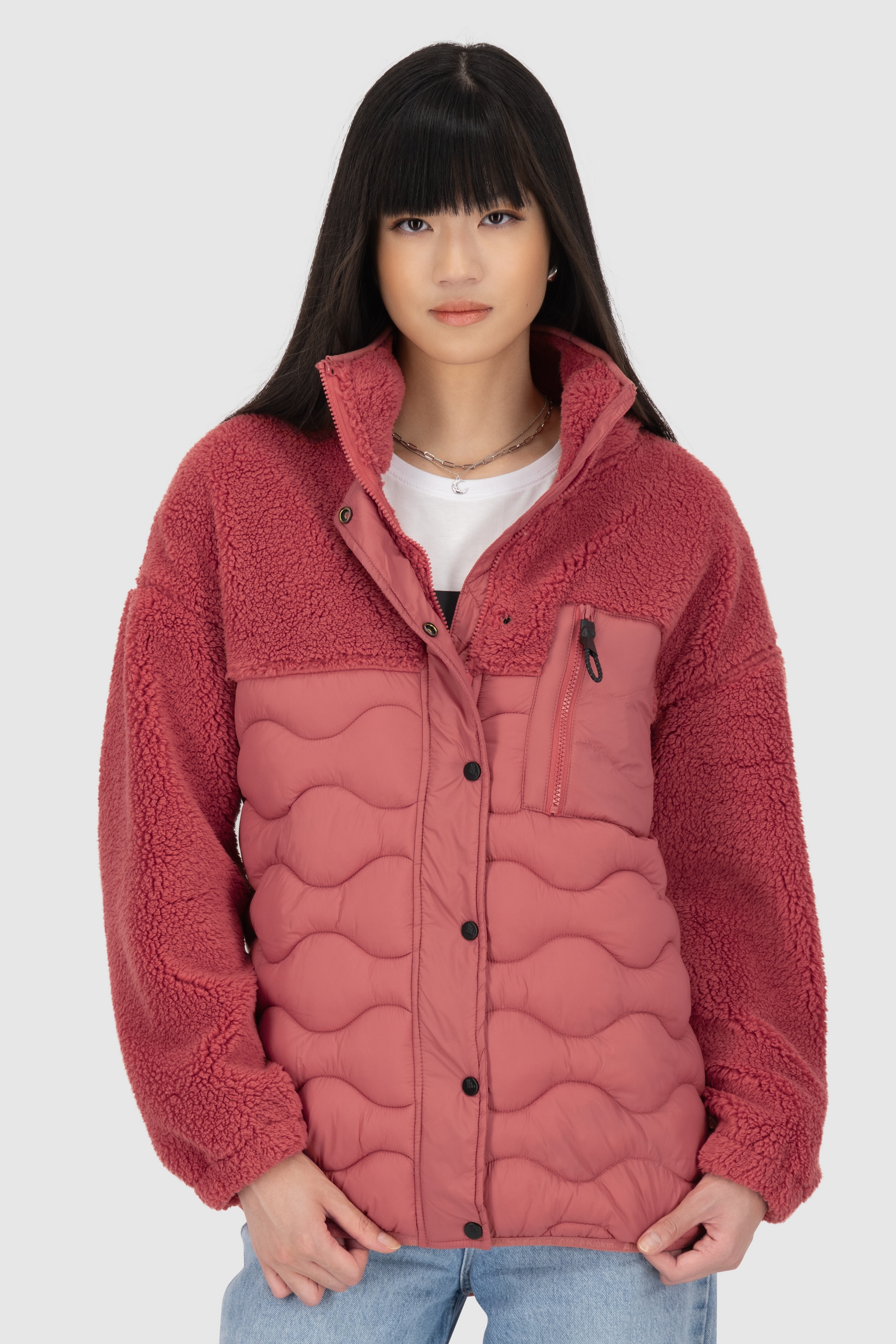 Alife & Kickin Winterjacke »Damen EveAK G«, ohne Kapuze, Stylische Teddy-Plüsch Übergangsjacke in lässiger Passform