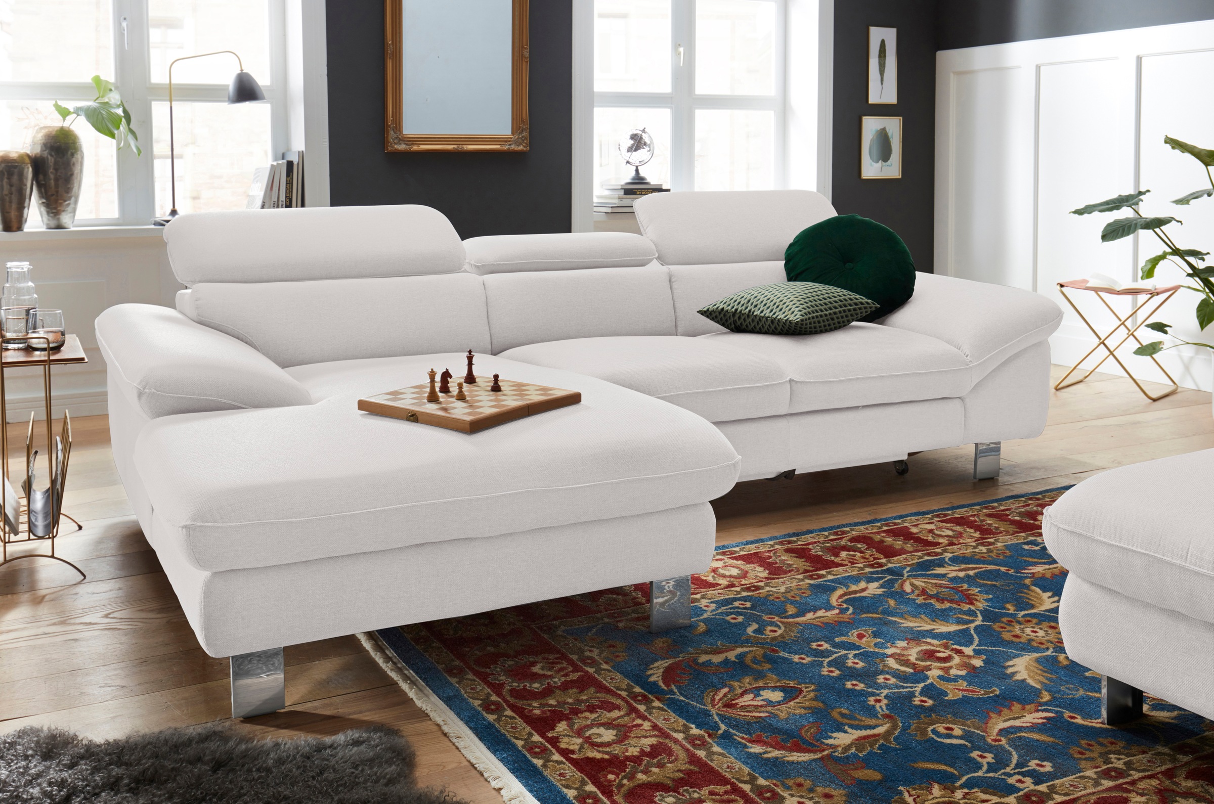 COTTA Polstergarnitur »Driver L-Form«, (Set, 2 tlg.), Set bestehend aus: Ecksofa mit Kopfteilverstellung & Hocker