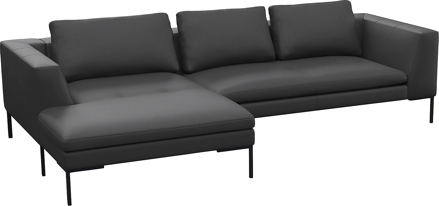 FLEXLUX Ecksofa »Loano, toller Sitzkomfort, L-Form«, modernes Sofa, frei im Raum stellbar, lose Kissen, Kaltschaum im Sitz